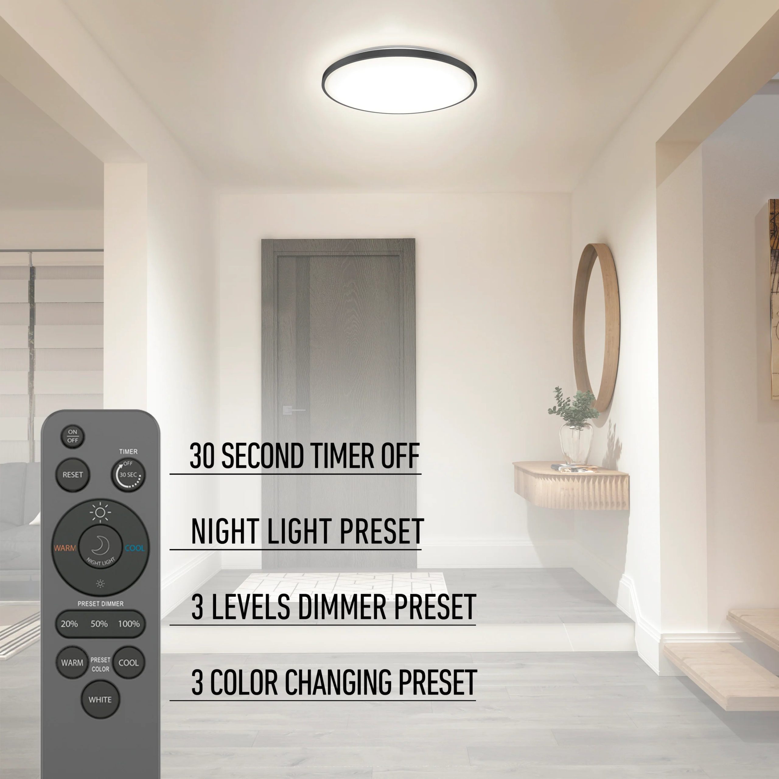 Artika Europa 21 in. (54 cm) Modern LED Flush Mount Ceiling Light - with remote - Image 10