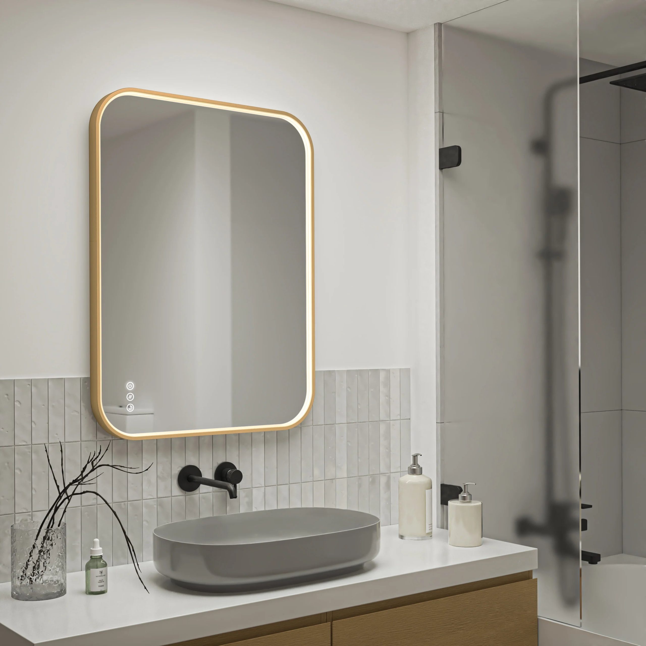 Artika Royce 24 in. x 32 in. (61 x 81 cm) Dimmable Anti-Fog LED Mirror - Image 5