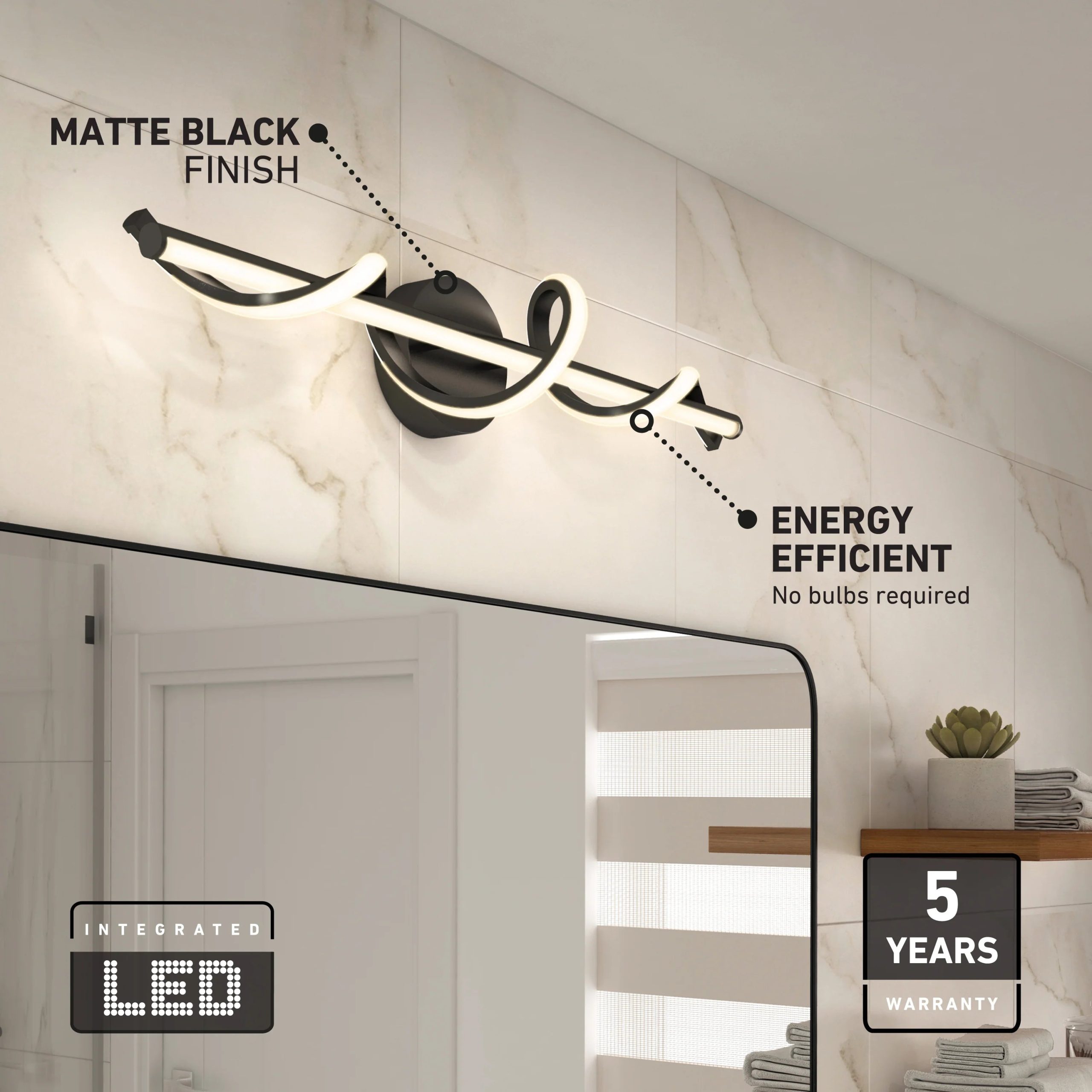 Artika Coda 27-in (69 cm) Integrated LED 5-CCT Vanity Light Bar for Bathroom - Image 25