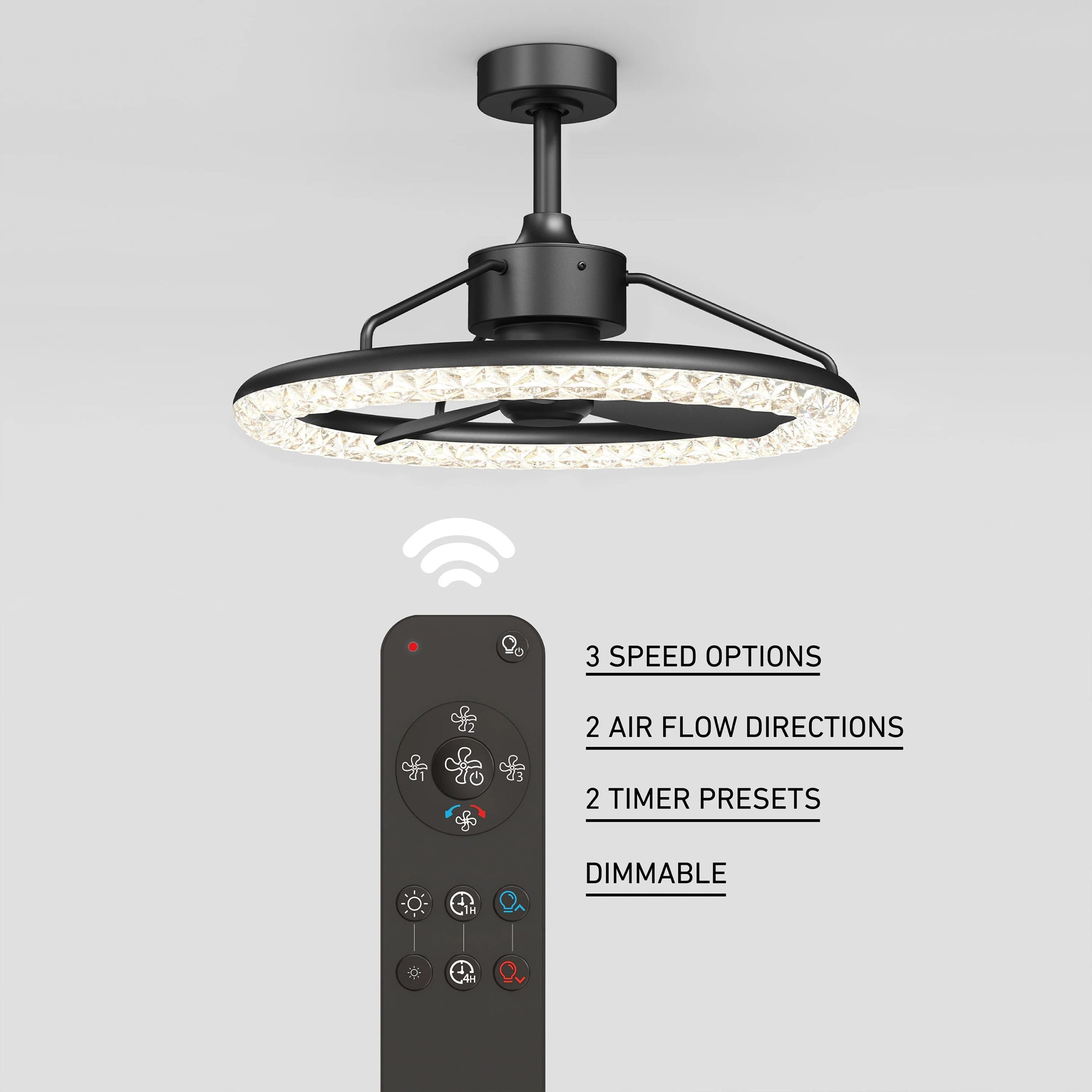 Artika Carat 23 in. (58 cm) LED modern fandelier ceiling fan with light - includes remote - Image 7