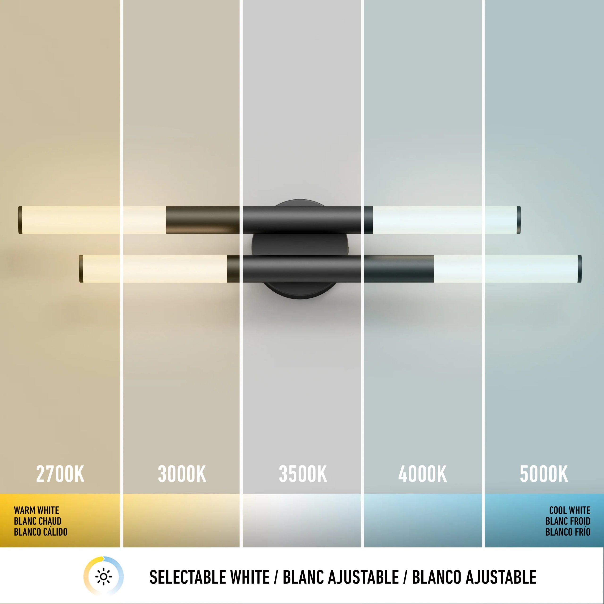 Artika Boro 27-in (69 cm) 2-Light Modern LED 5 CCT Vanity Light for Bathroom - Image 9