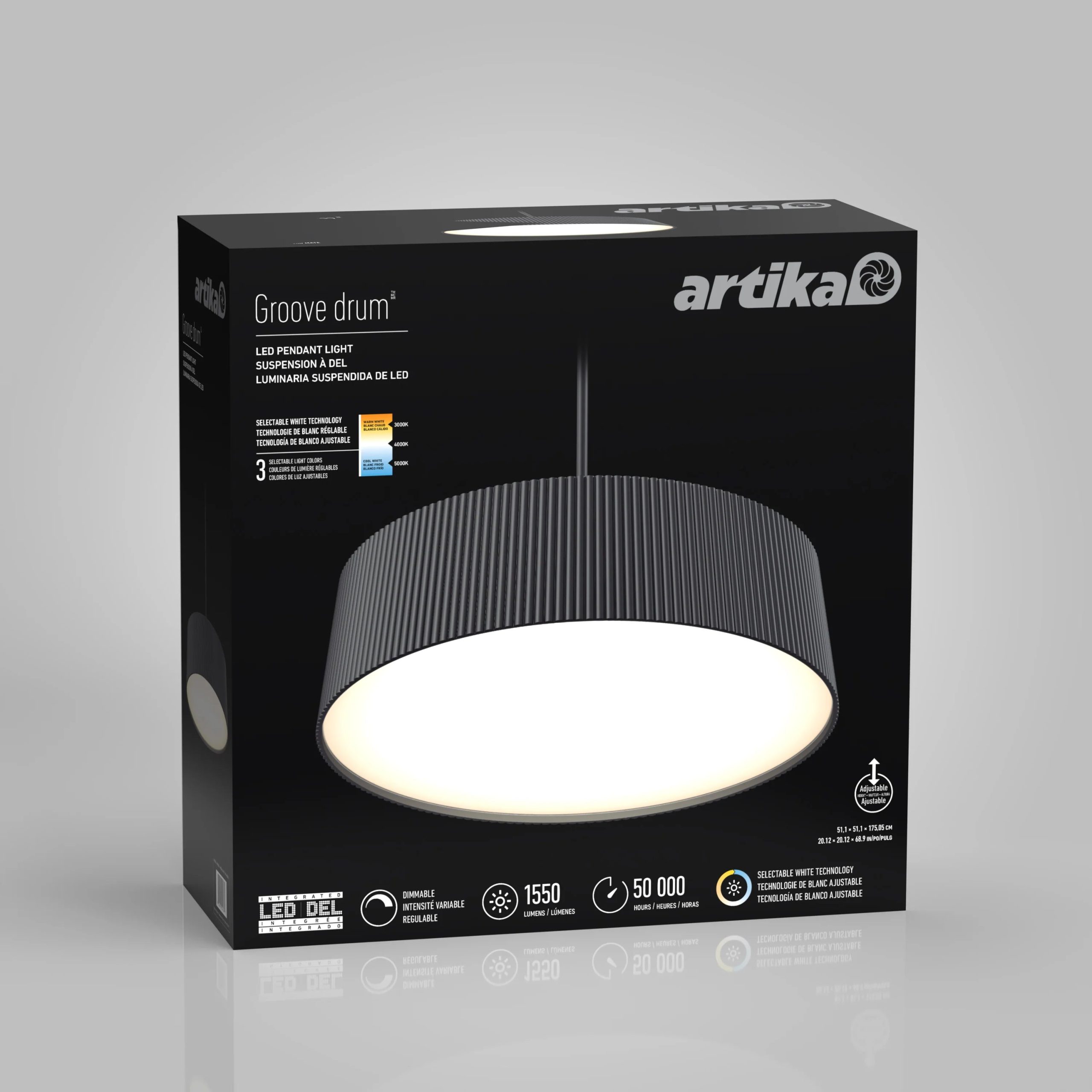 Artika Groove Drum LED contemporary pendant light 3 CCT - Image 9