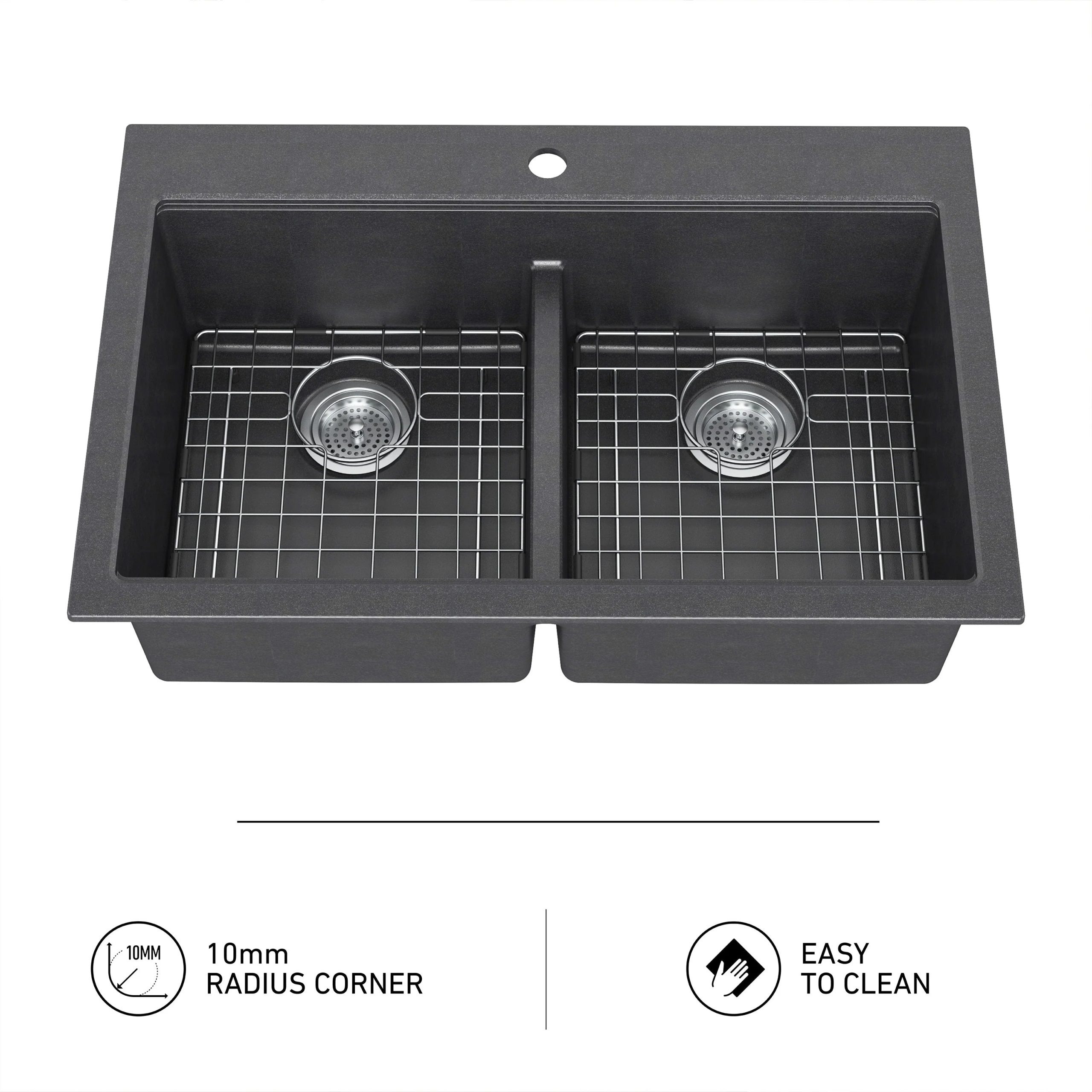 Artika Baycrest 33 in. (84 cm) Double Bowl Kitchen Sink Black - Image 9