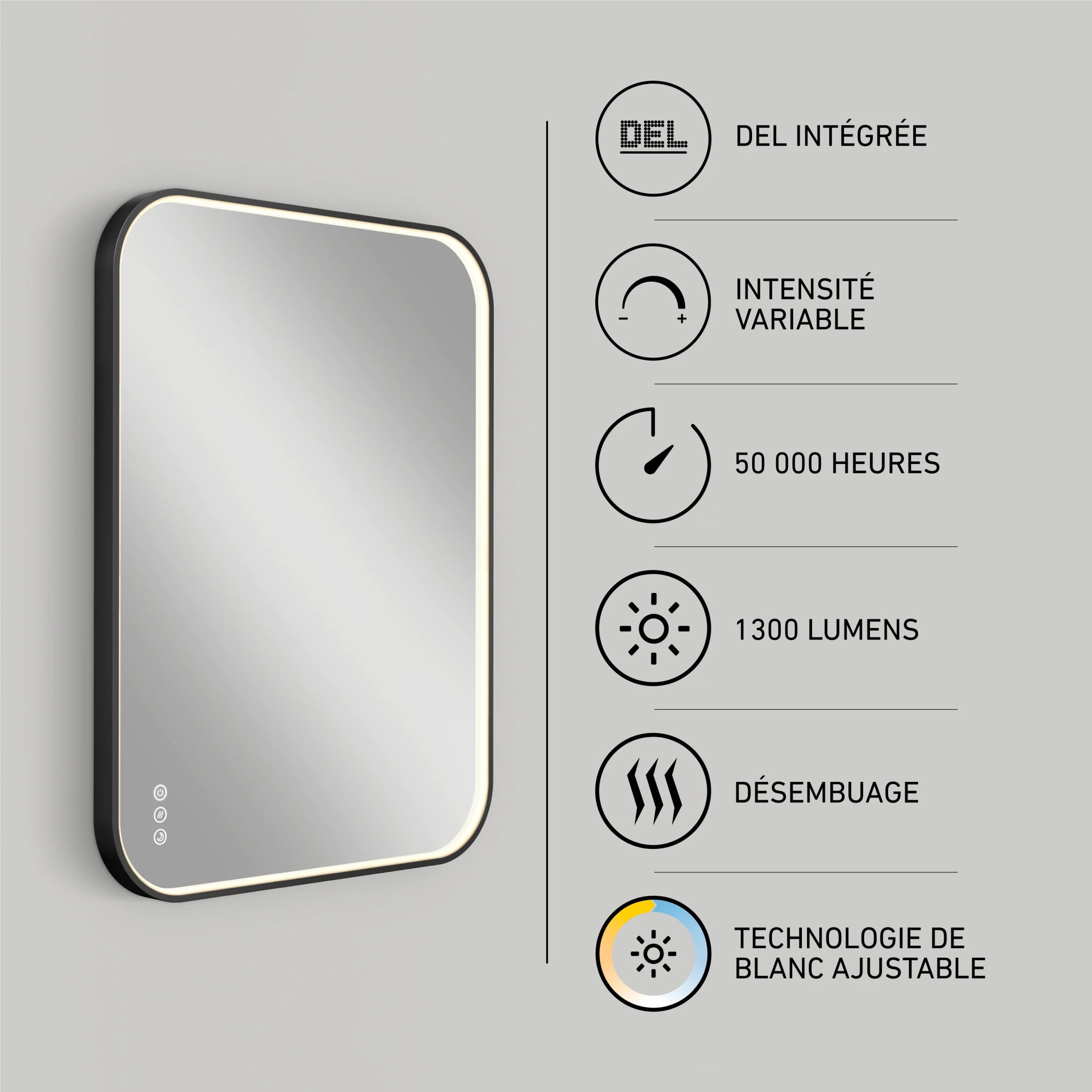 Artika Royce 24 in. x 32 in. (61 x 81 cm) Dimmable Anti-Fog LED Mirror - Image 35