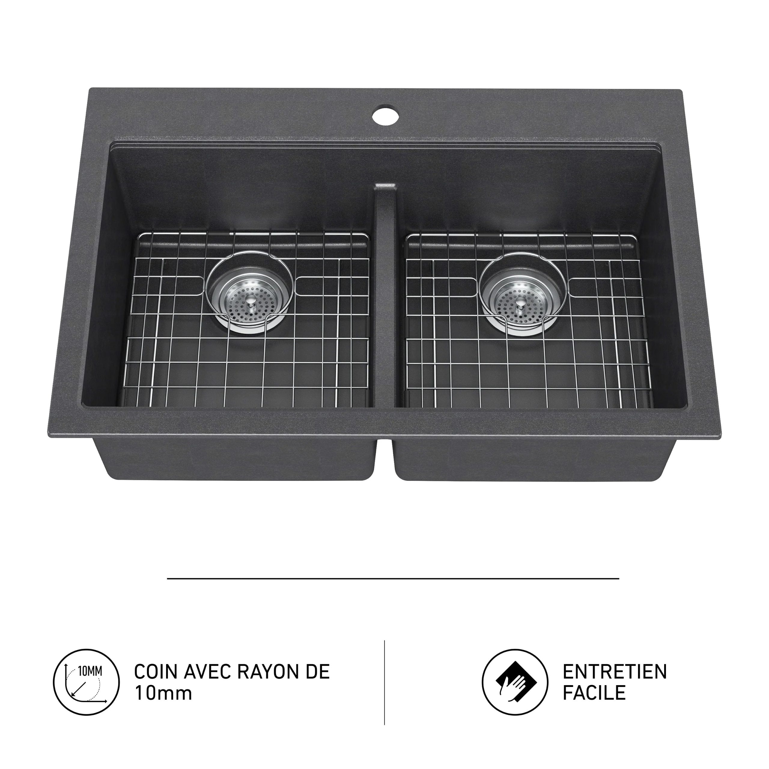 Artika Baycrest 33 in. (84 cm) Double Bowl Kitchen Sink Black - Image 11