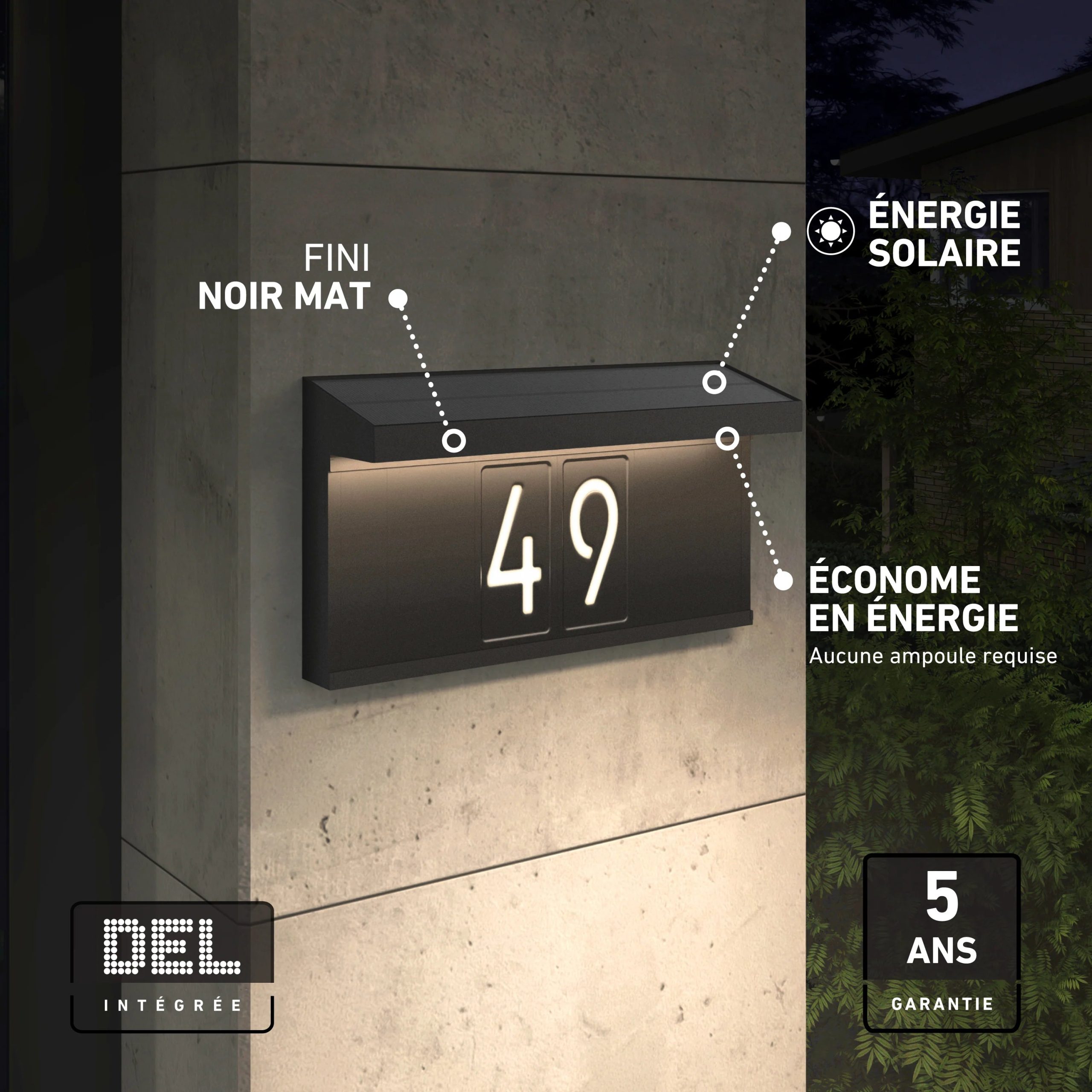 Artika Bowen solar LED outdoor address wall light 5 CCT - Image 14