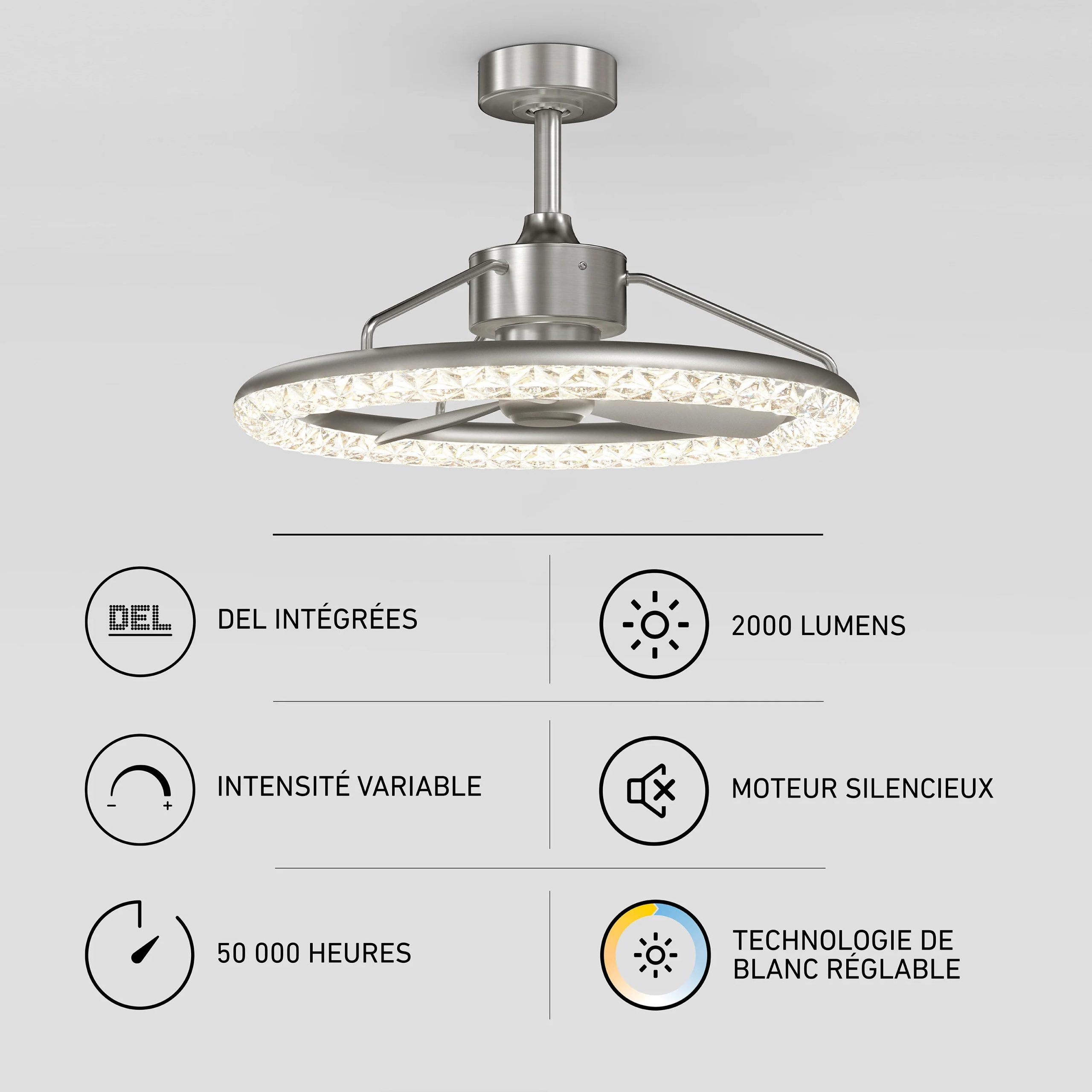 Artika Carat 23 in. (58 cm) LED modern fandelier ceiling fan with light - includes remote - Image 21