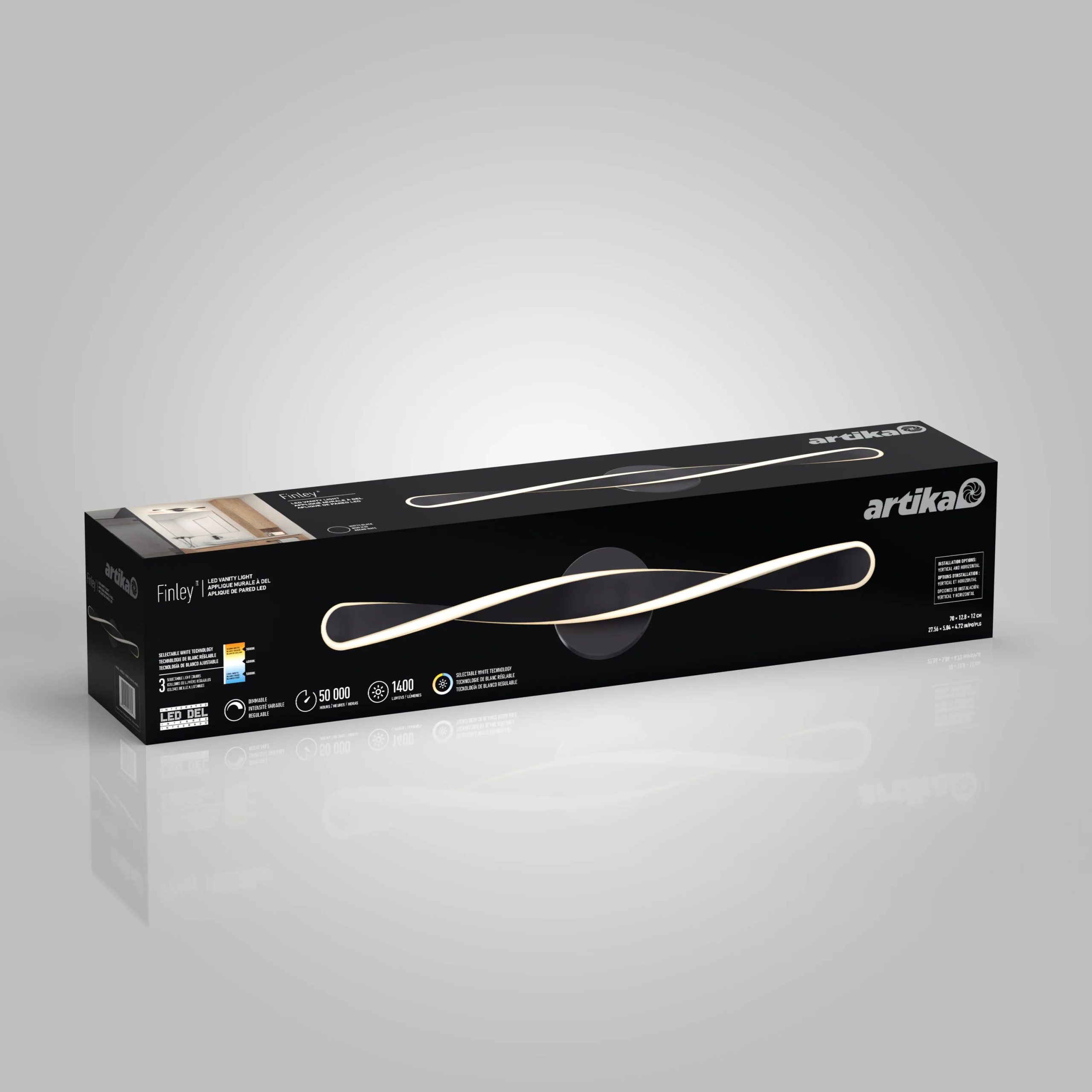 Artika Finley 28-in (70 cm) Integrated LED 3-CCT Vanity Light Bar for Bathroom - Image 14