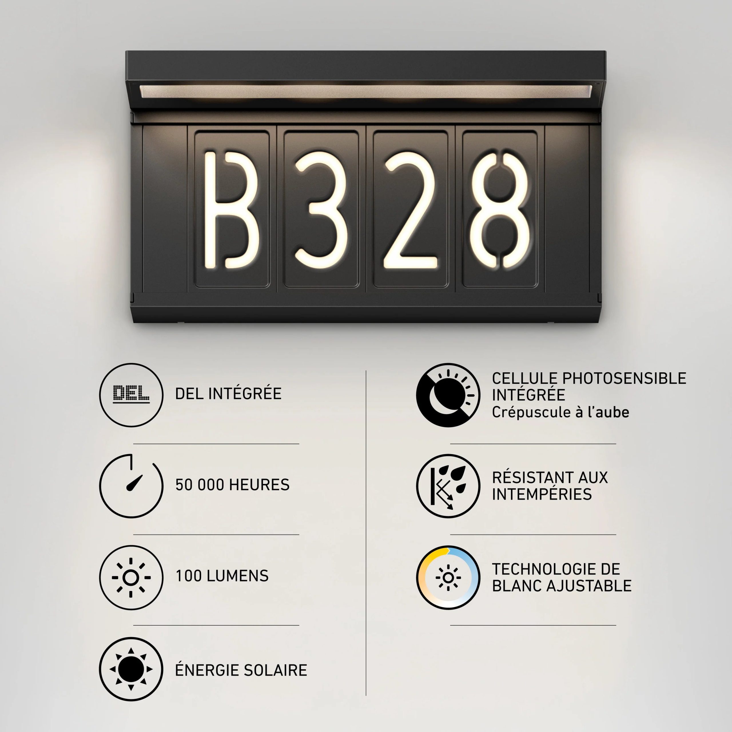 Artika Bowen solar LED outdoor address wall light 5 CCT - Image 13