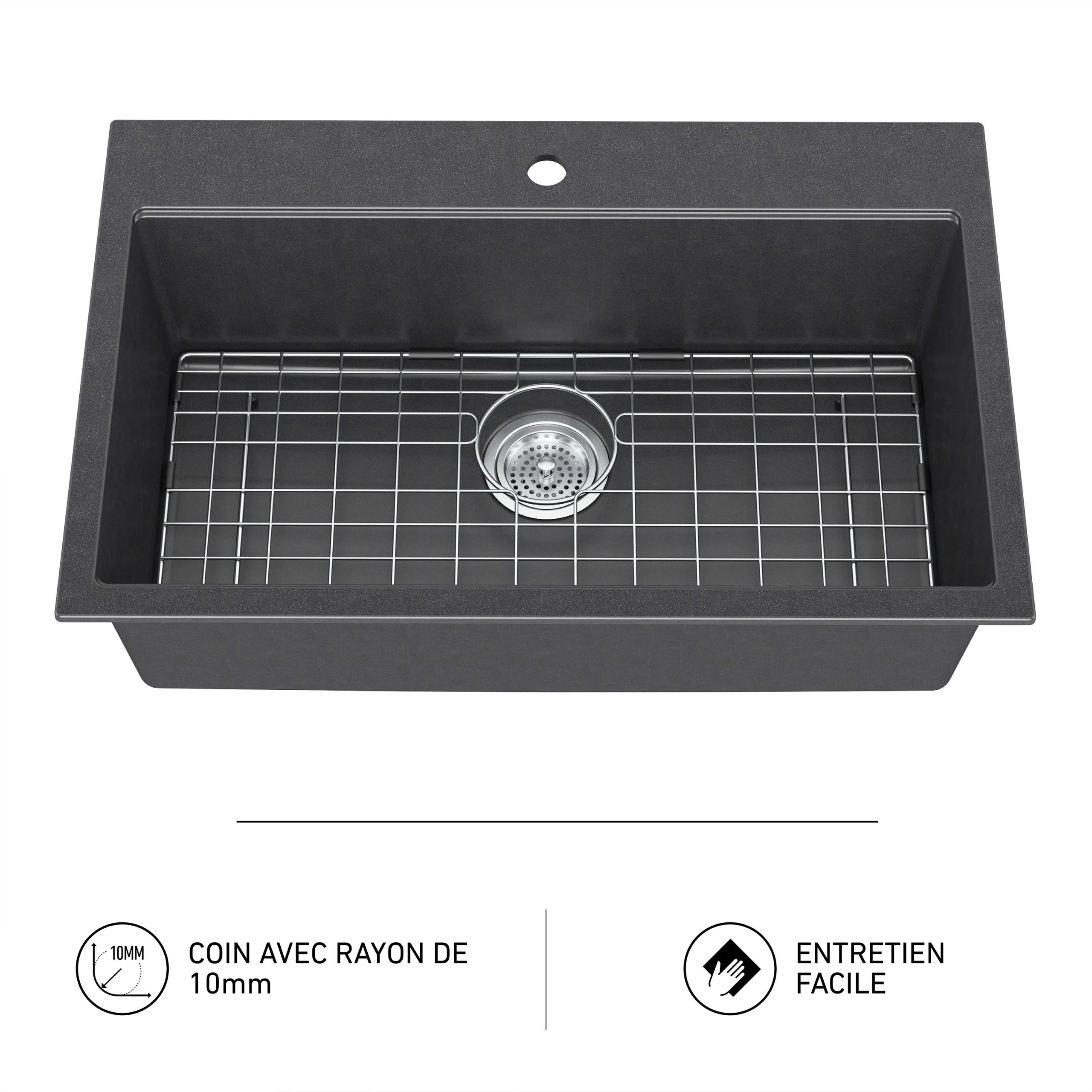 Artika Baycrest 33 in. (84 cm) Single Bowl Kitchen Sink Black - Image 11