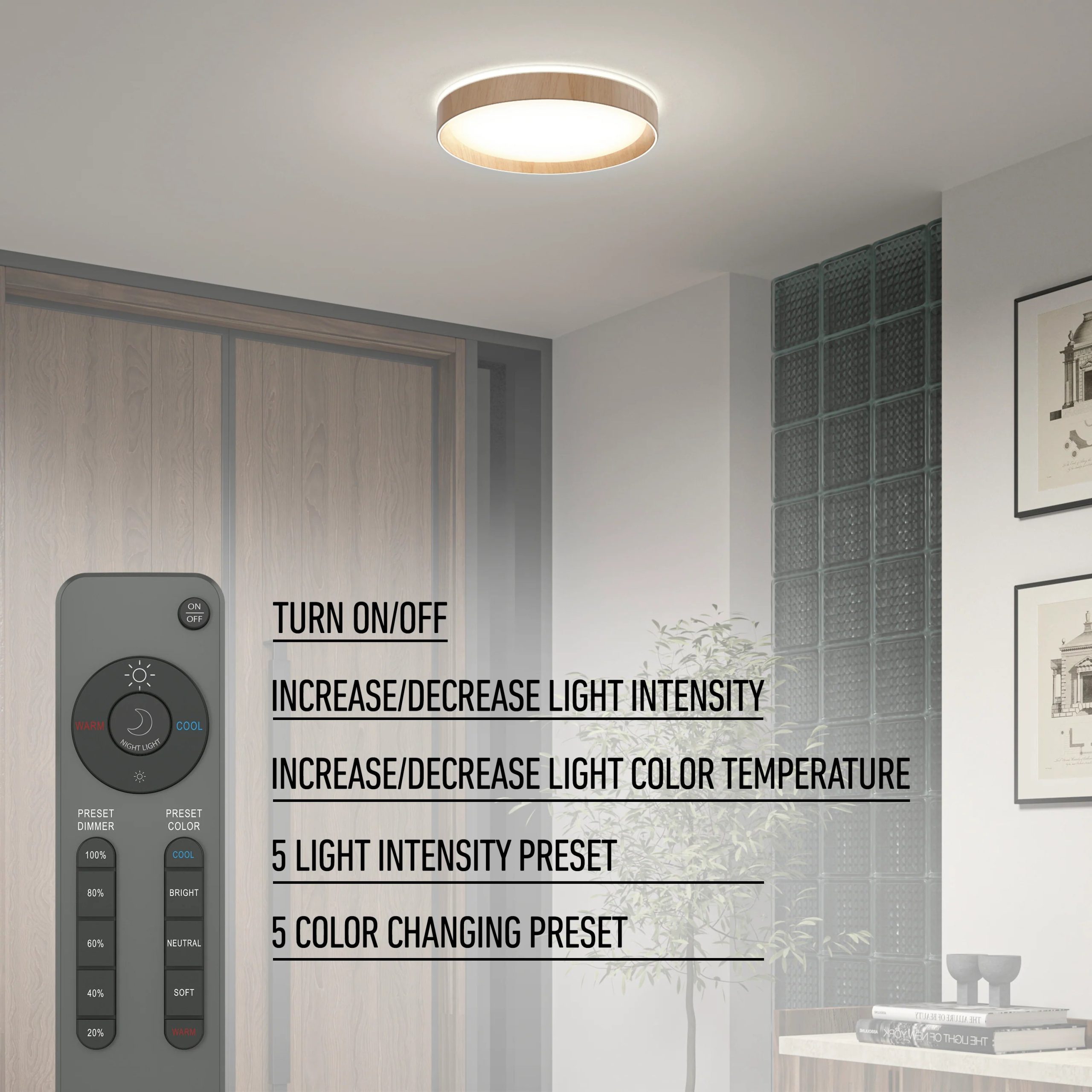 Artika Callisto 15 in. (38 cm) Modern LED Flush Mount Ceiling Light 5 CCT - Image 21