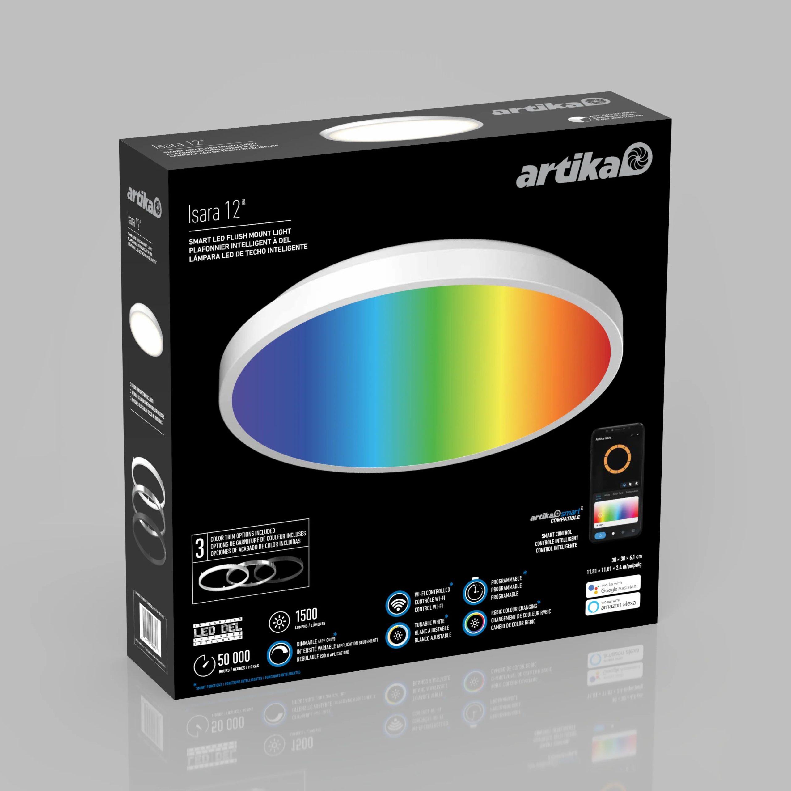 Artika Isara 12 in. (30 cm) RGBIC LED Flush Mount Interchangeable Trim - Image 21