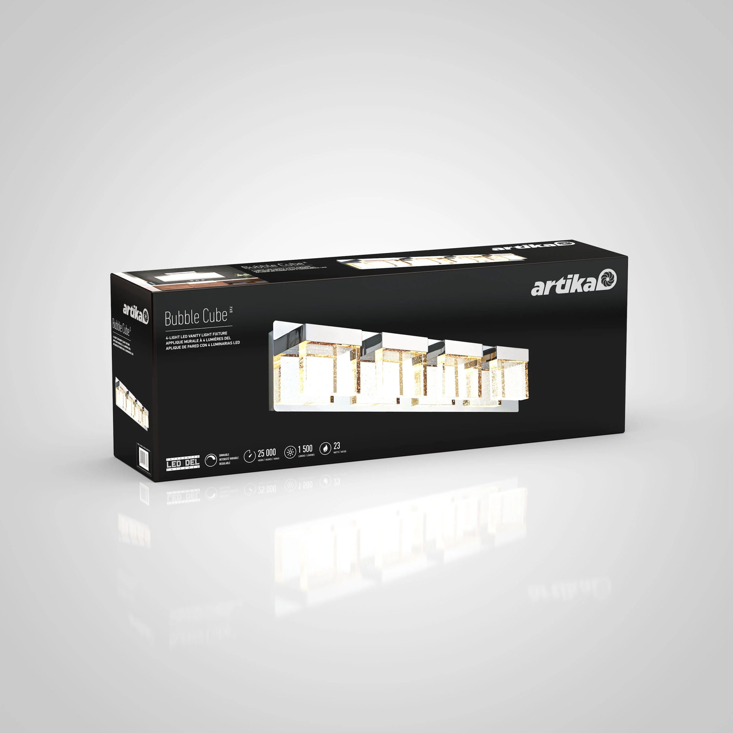 Artika Bubble Cube 24-in (61 cm) 4-Light Modern LED Vanity Light Bar for Bathroom - Image 9