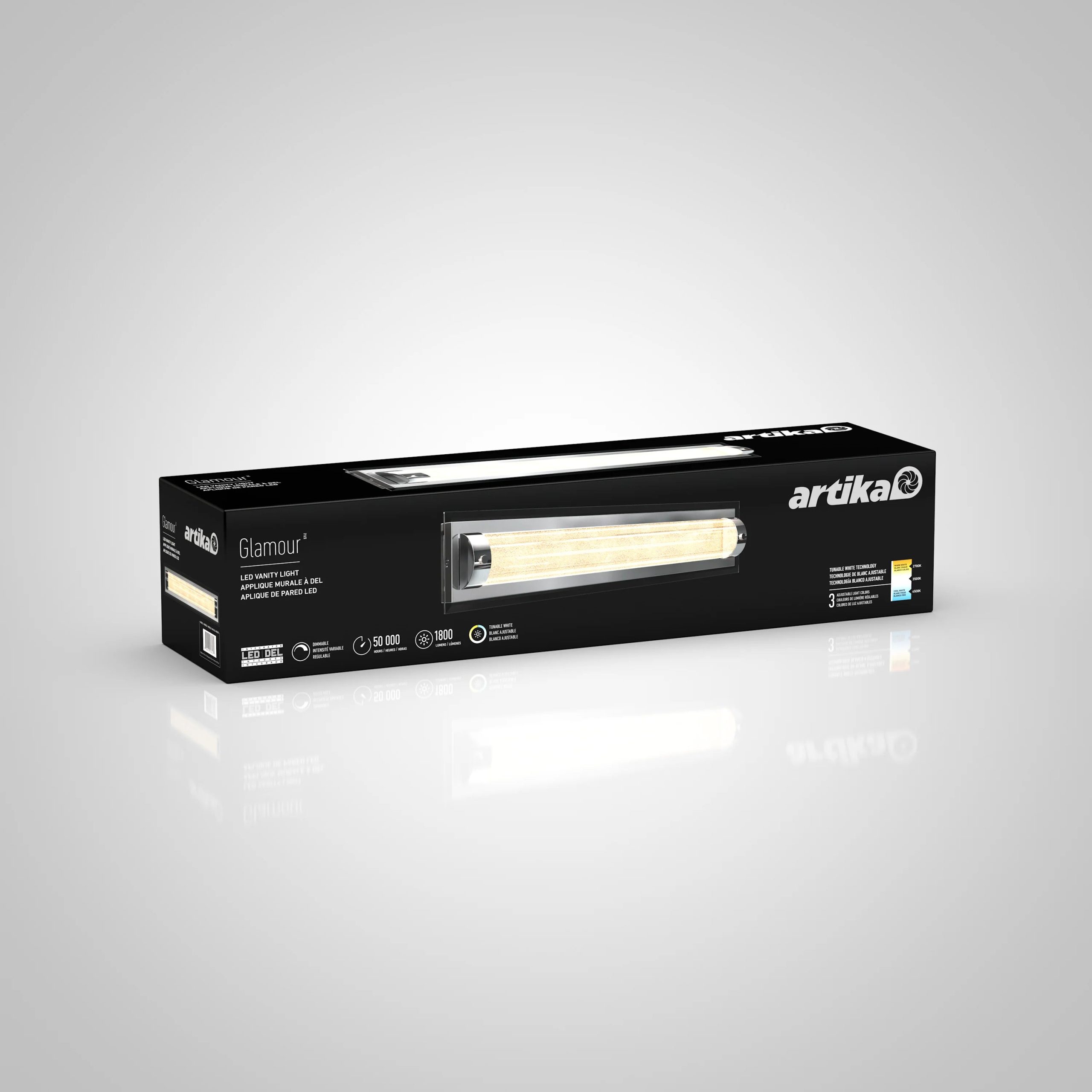 Artika Glamour 27-in (69 cm) Integrated LED 3-CCT Vanity Light Bar for Bathroom - Image 16