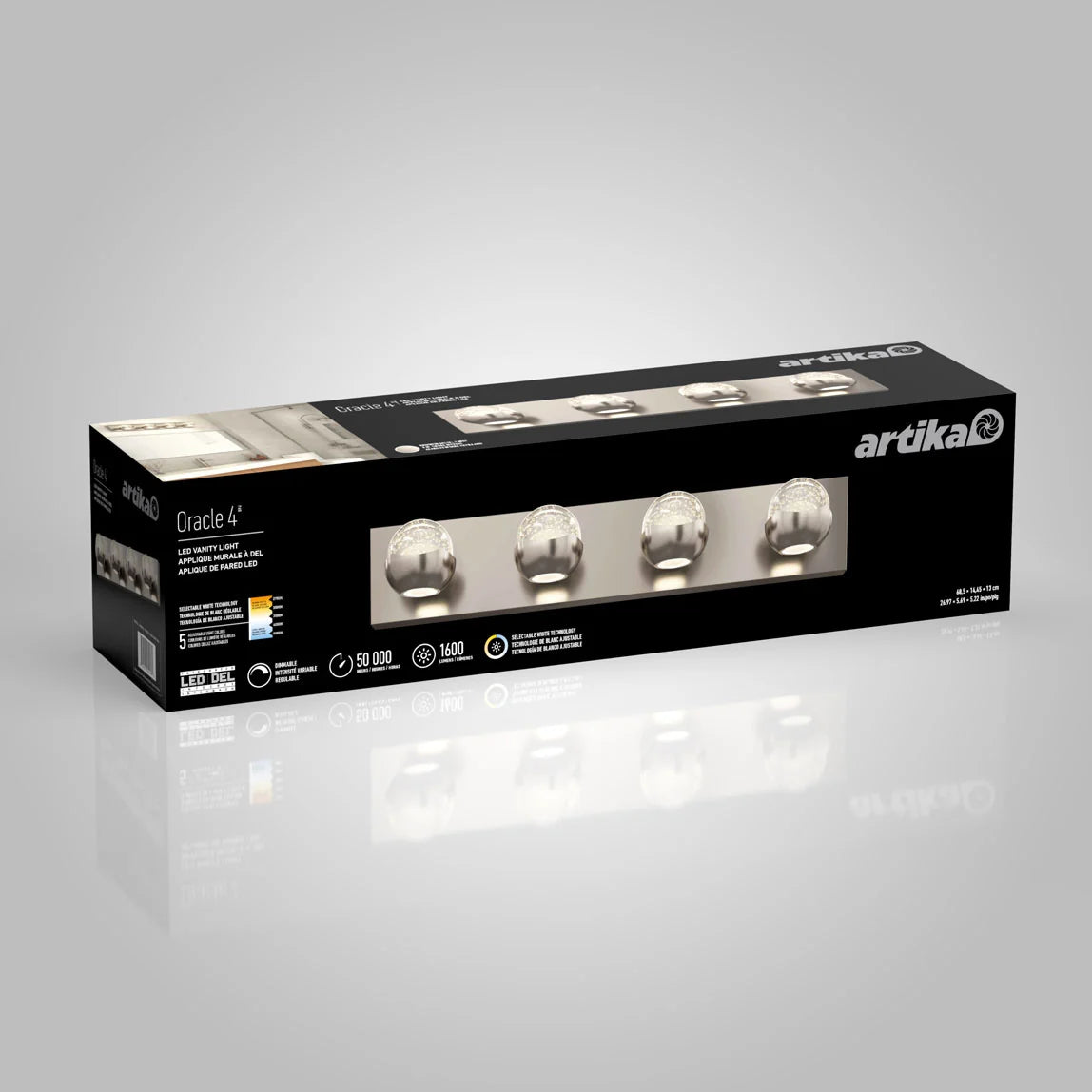 Artika Oracle 27-in (68 cm) 4-Light Modern LED Vanity Light for Bathroom - Image 17