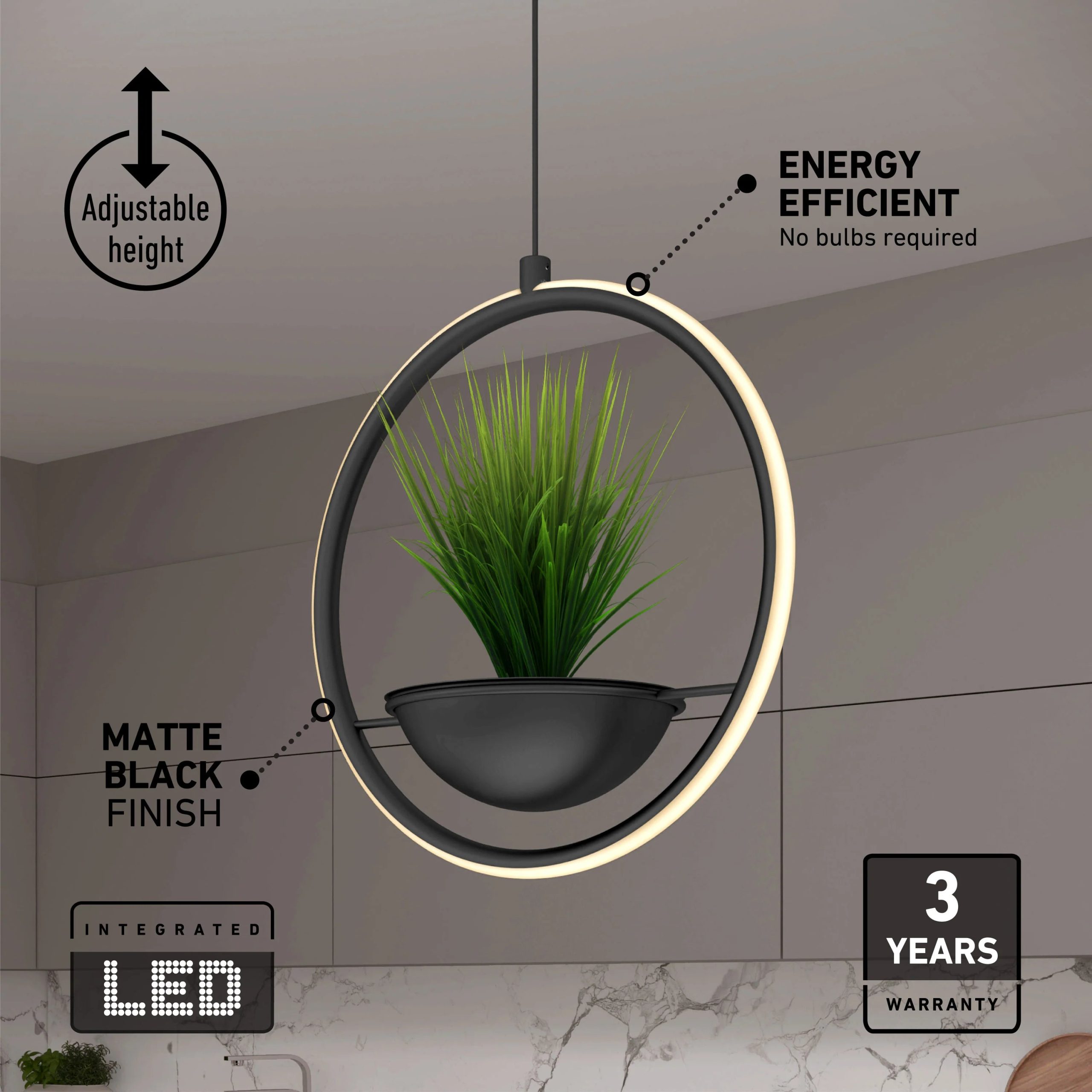 Artika Colin LED modern planter pendant light 5 CCT - Image 12