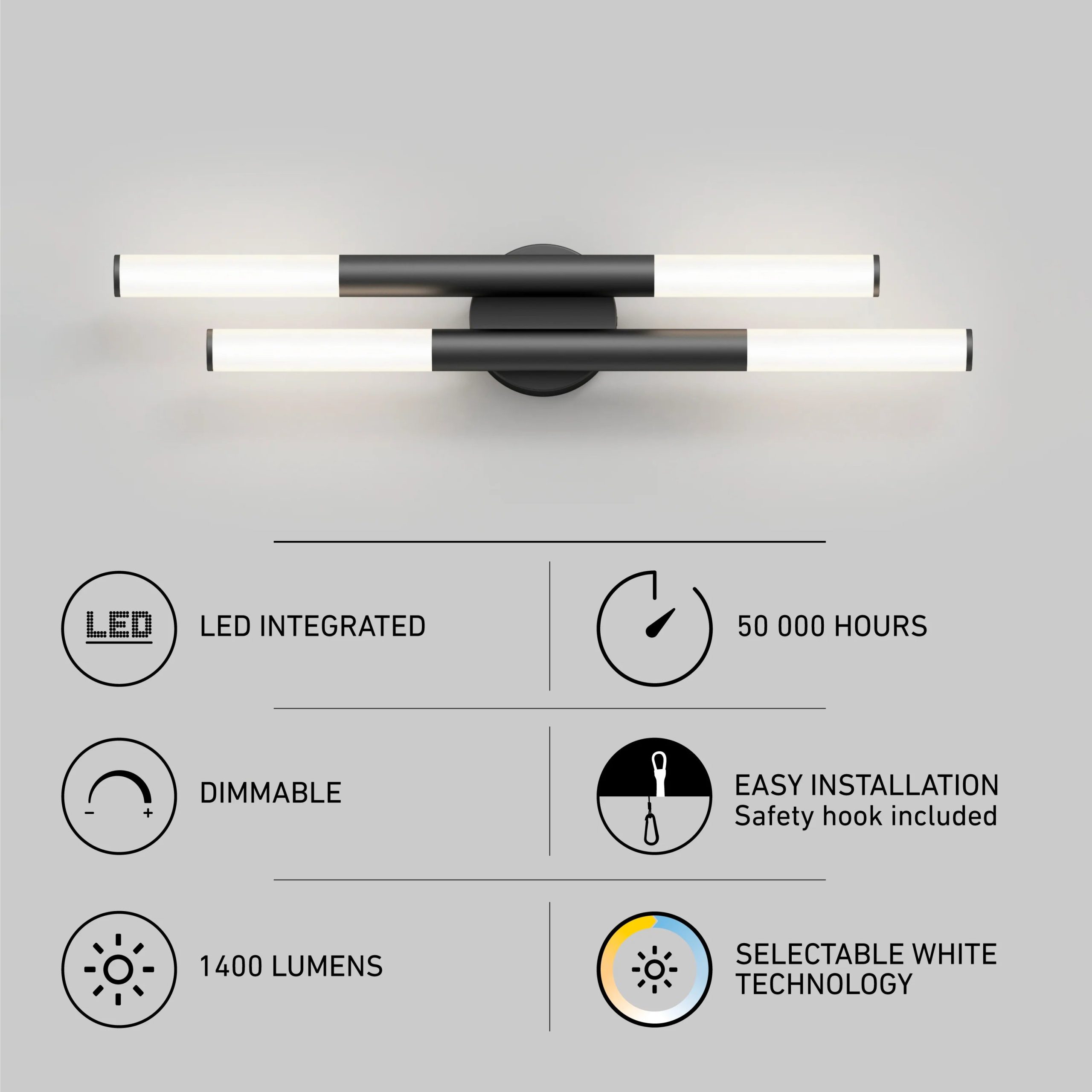 Artika Boro 27-in (69 cm) 2-Light Modern LED 5 CCT Vanity Light for Bathroom - Image 11