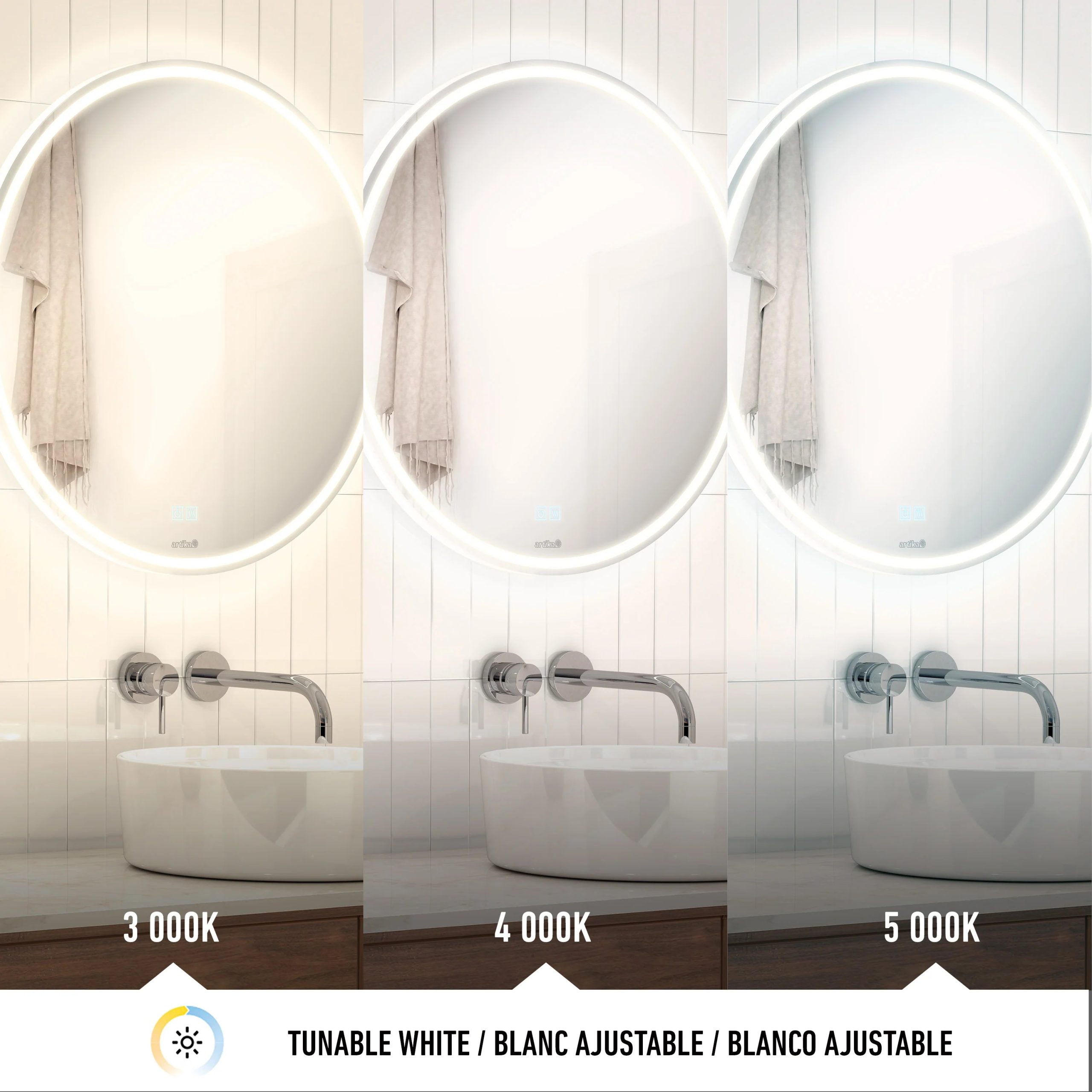 Artika Emeraude 24 in. x 24 in. (61 x 61 cm) Anti-Fog LED Bathroom Mirror - Image 7