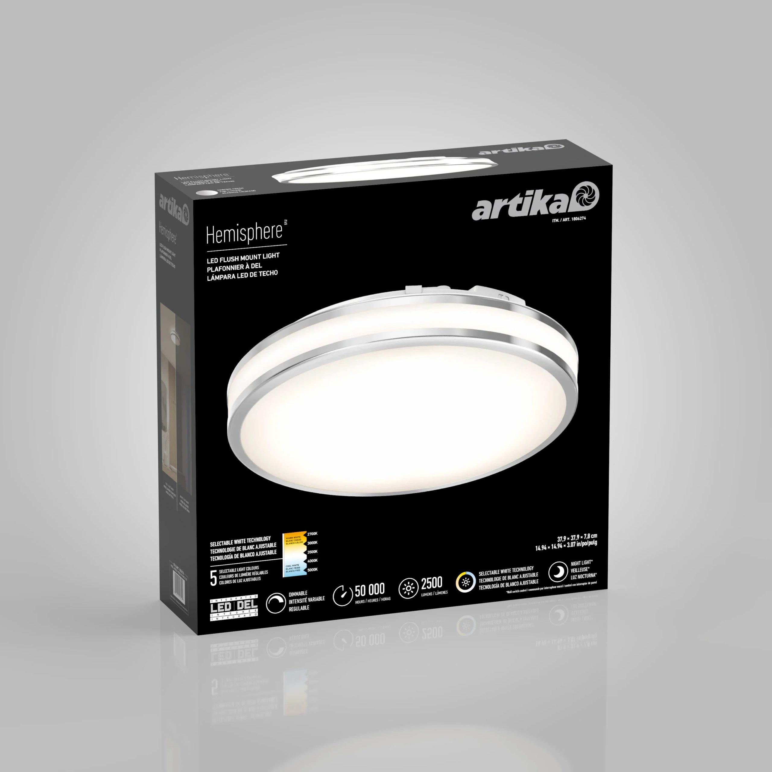 Artika Hemisphere 15 in. (38 cm) Modern LED Flush Mount Ceiling Light 5 CCT - Image 6