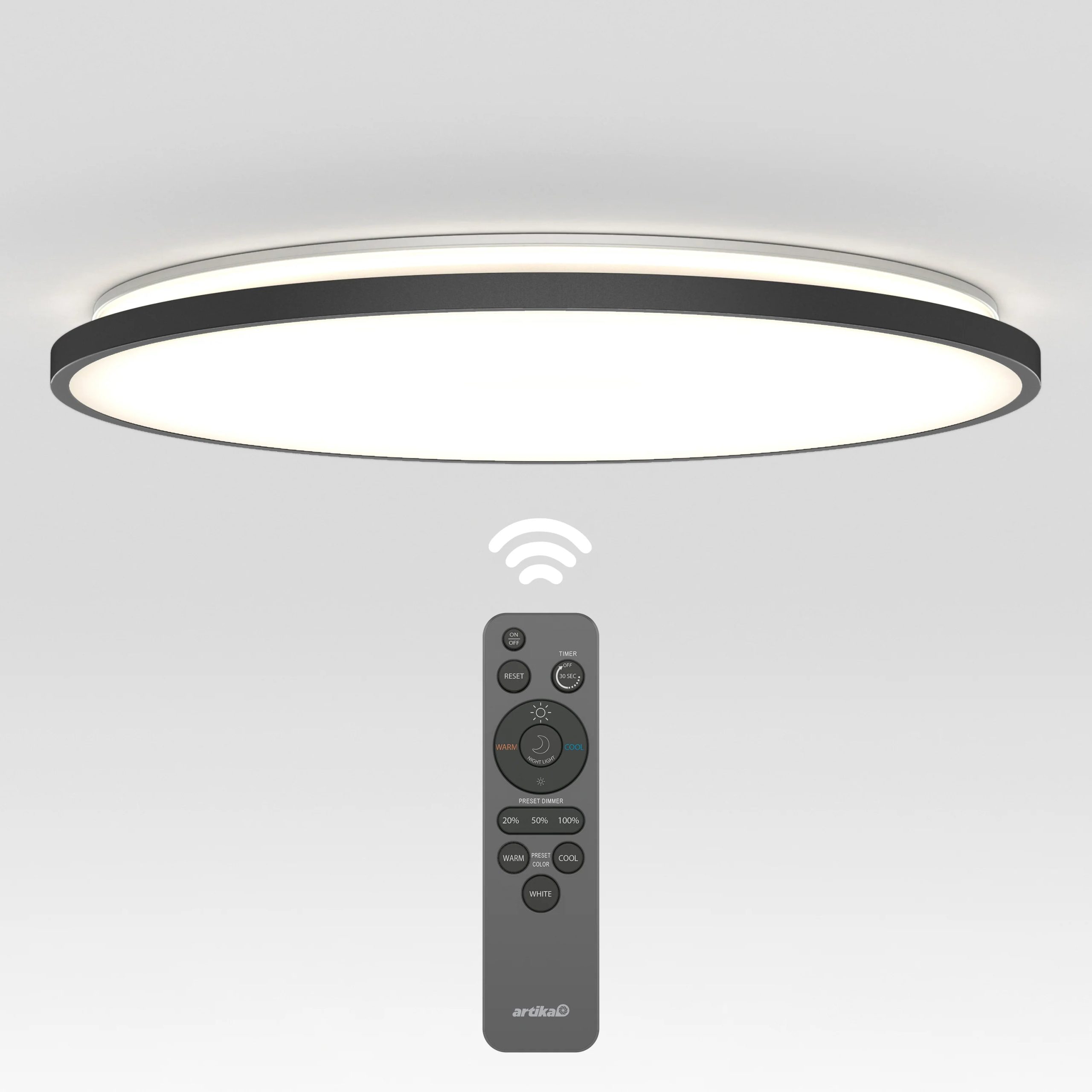 Artika Europa 21 in. (54 cm) Modern LED Flush Mount Ceiling Light - with remote - Image 13