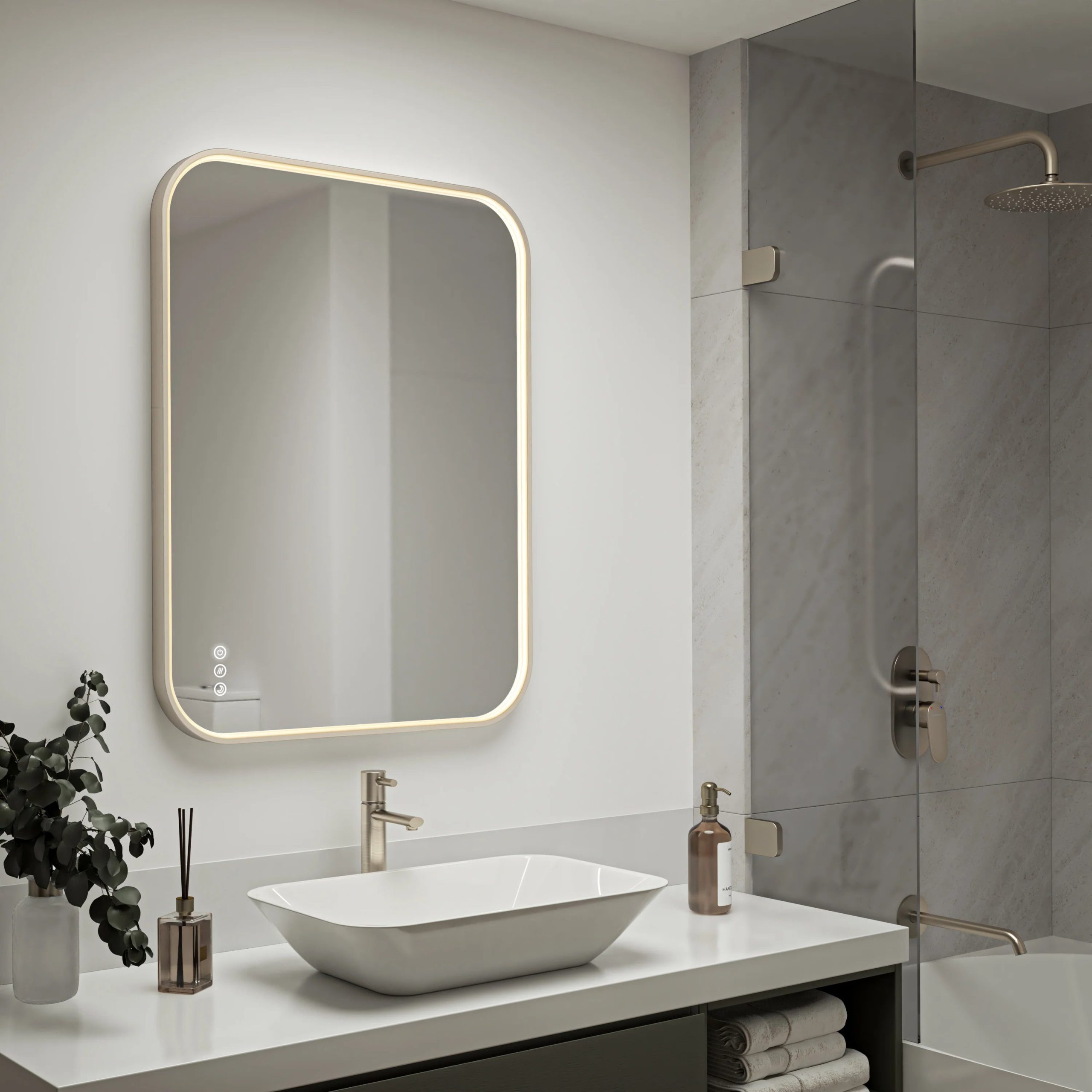 Artika Royce 24 in. x 32 in. (61 x 81 cm) Dimmable Anti-Fog LED Mirror - Image 66