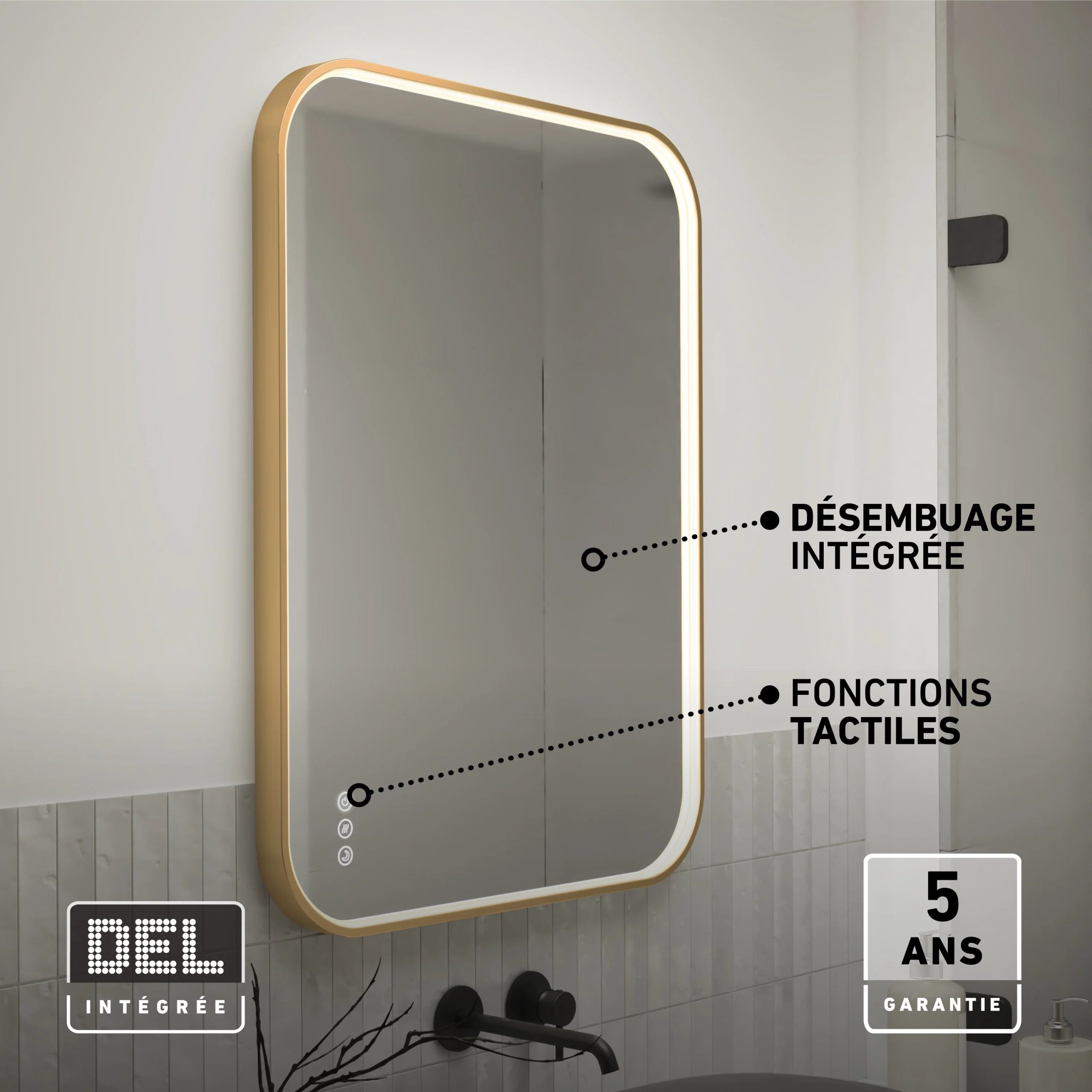 Artika Royce 24 in. x 32 in. (61 x 81 cm) Dimmable Anti-Fog LED Mirror - Image 17