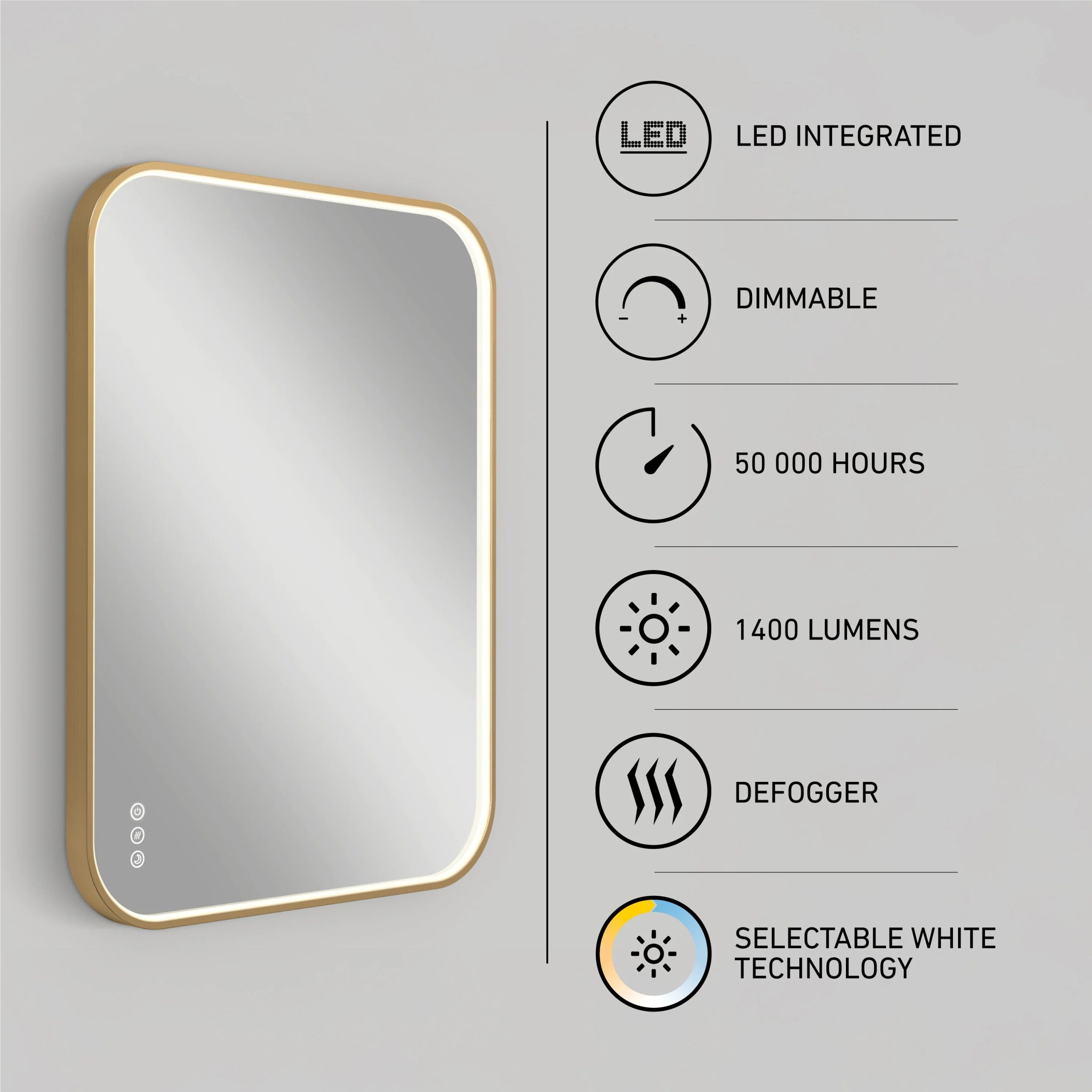 Artika Royce 24 in. x 32 in. (61 x 81 cm) Dimmable Anti-Fog LED Mirror - Image 14