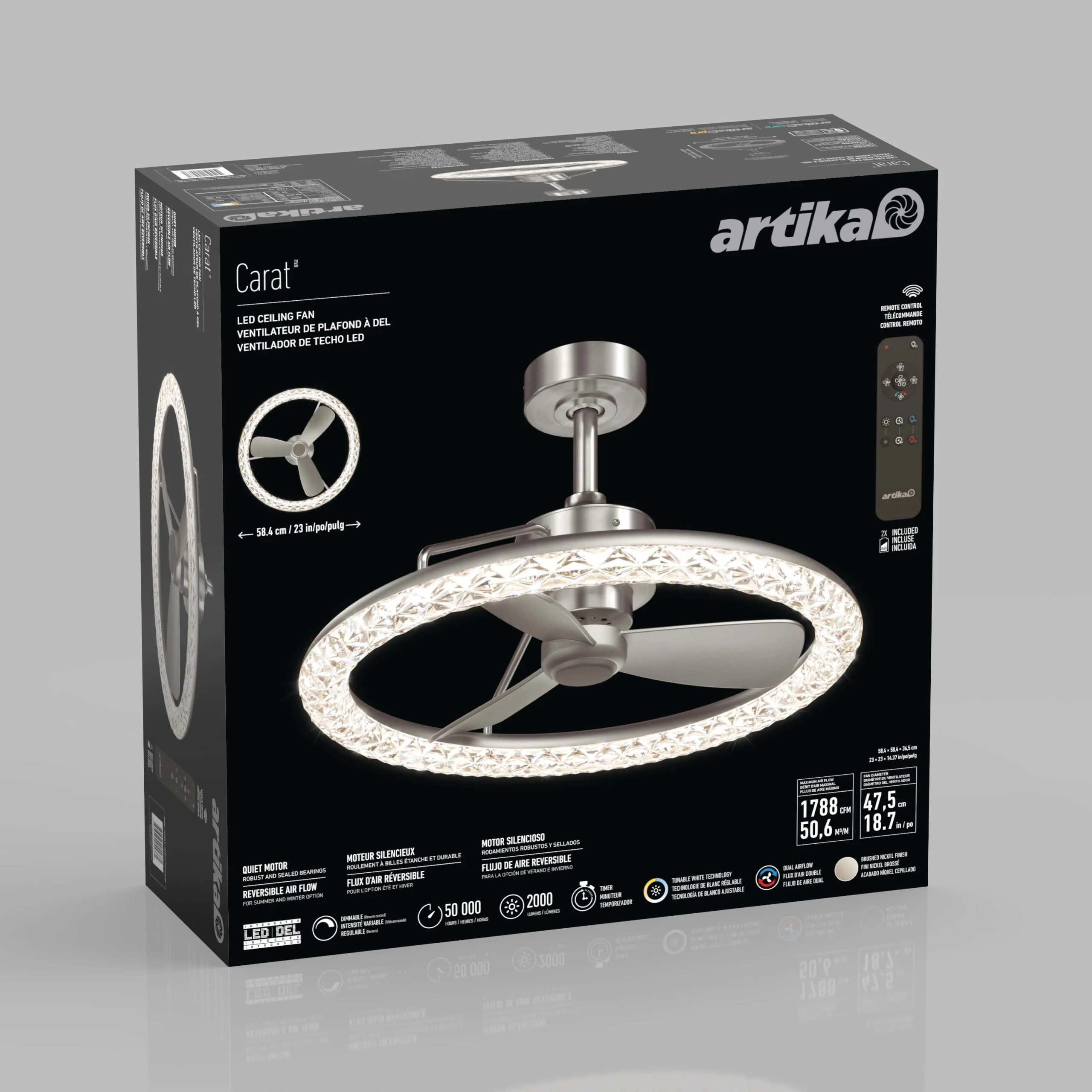 Artika Carat 23 in. (58 cm) LED modern fandelier ceiling fan with light - includes remote - Image 27