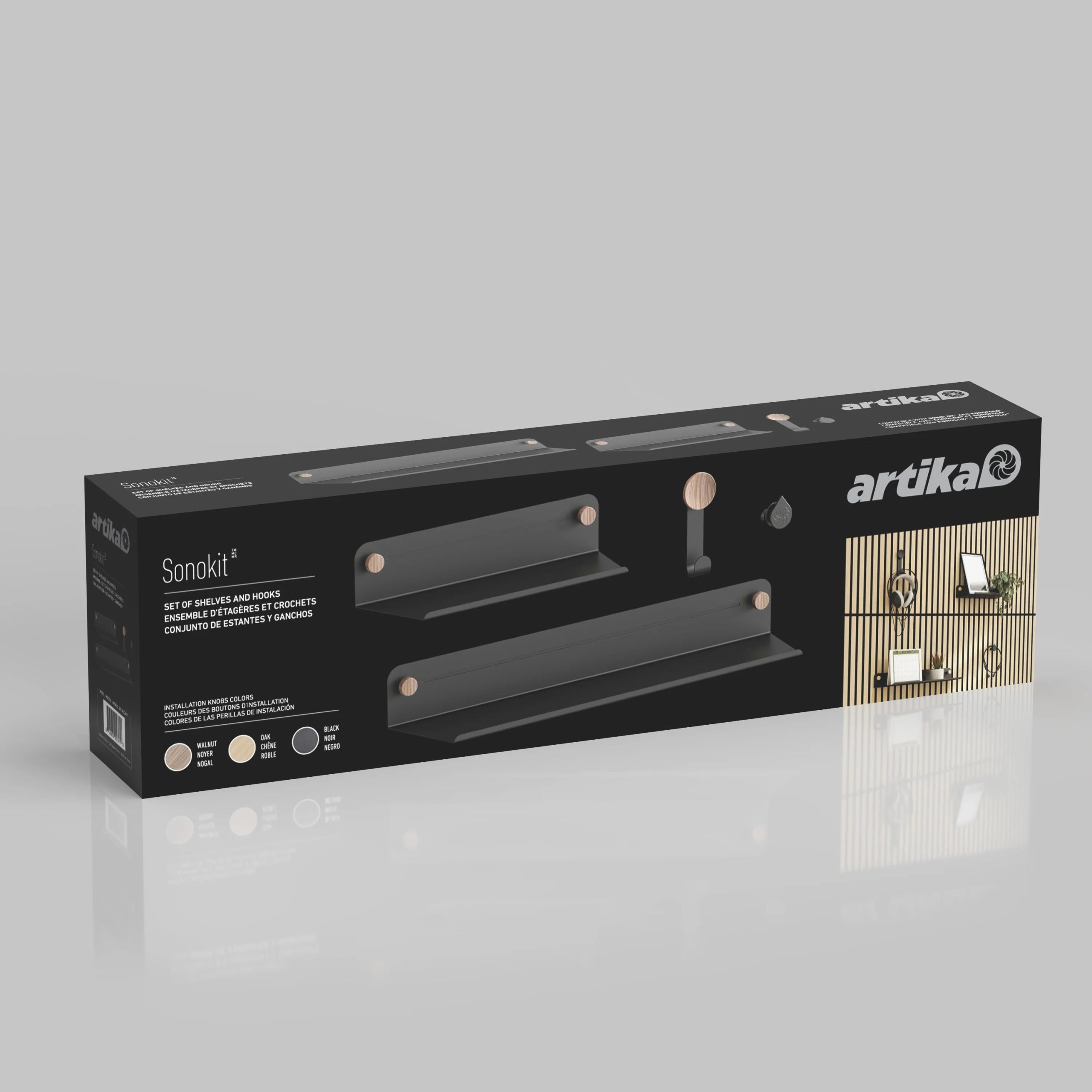 Artika Sonokit set of shelves and hooks for Sonolok and Sonofold wall panels - Image 5