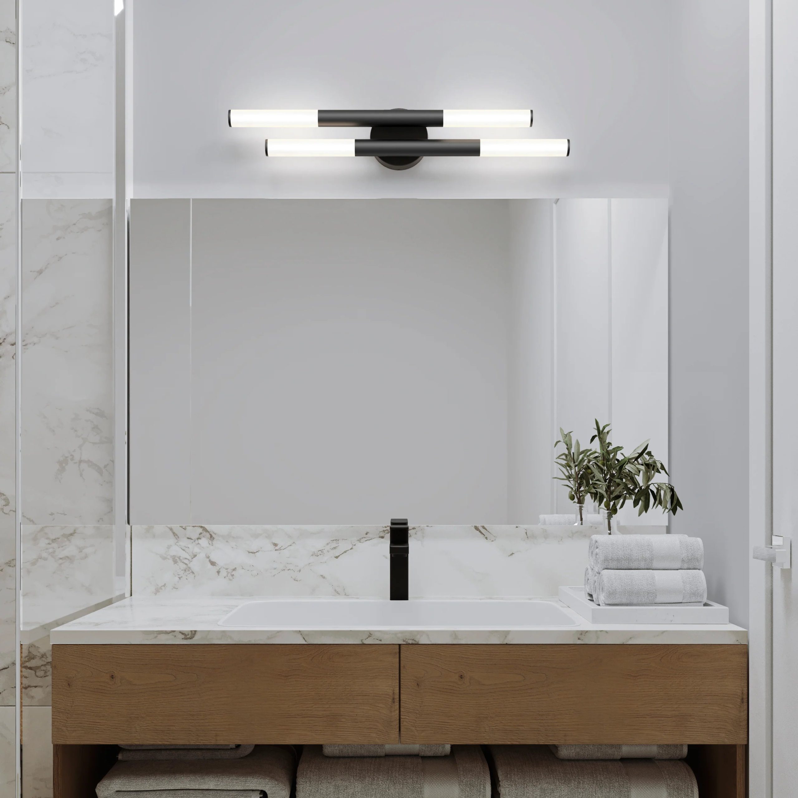 Artika Boro 27-in (69 cm) 2-Light Modern LED 5 CCT Vanity Light for Bathroom - Image 2