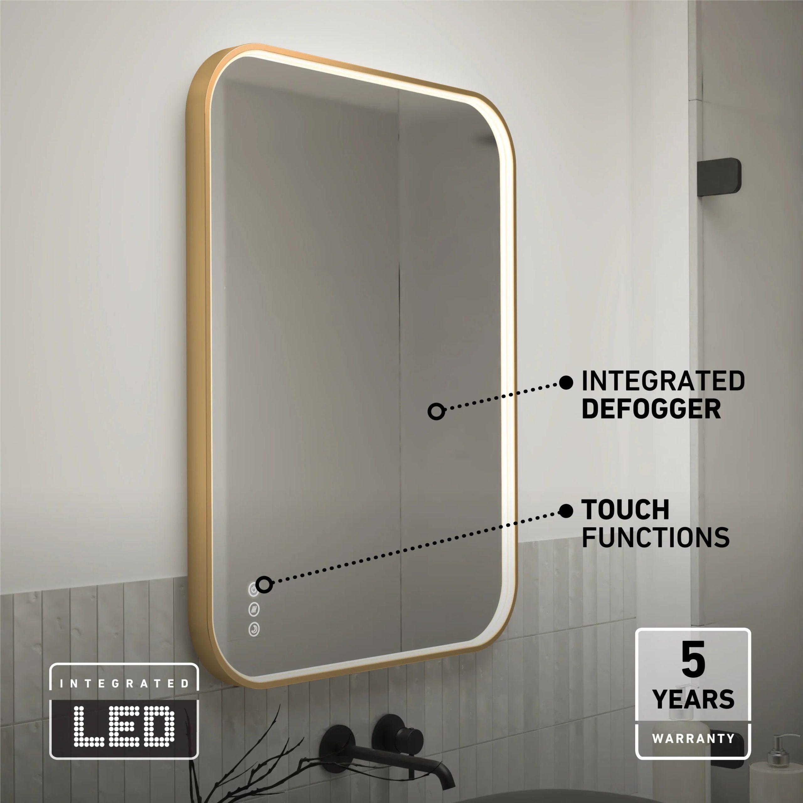 Artika Royce 24 in. x 32 in. (61 x 81 cm) Dimmable Anti-Fog LED Mirror - Image 15