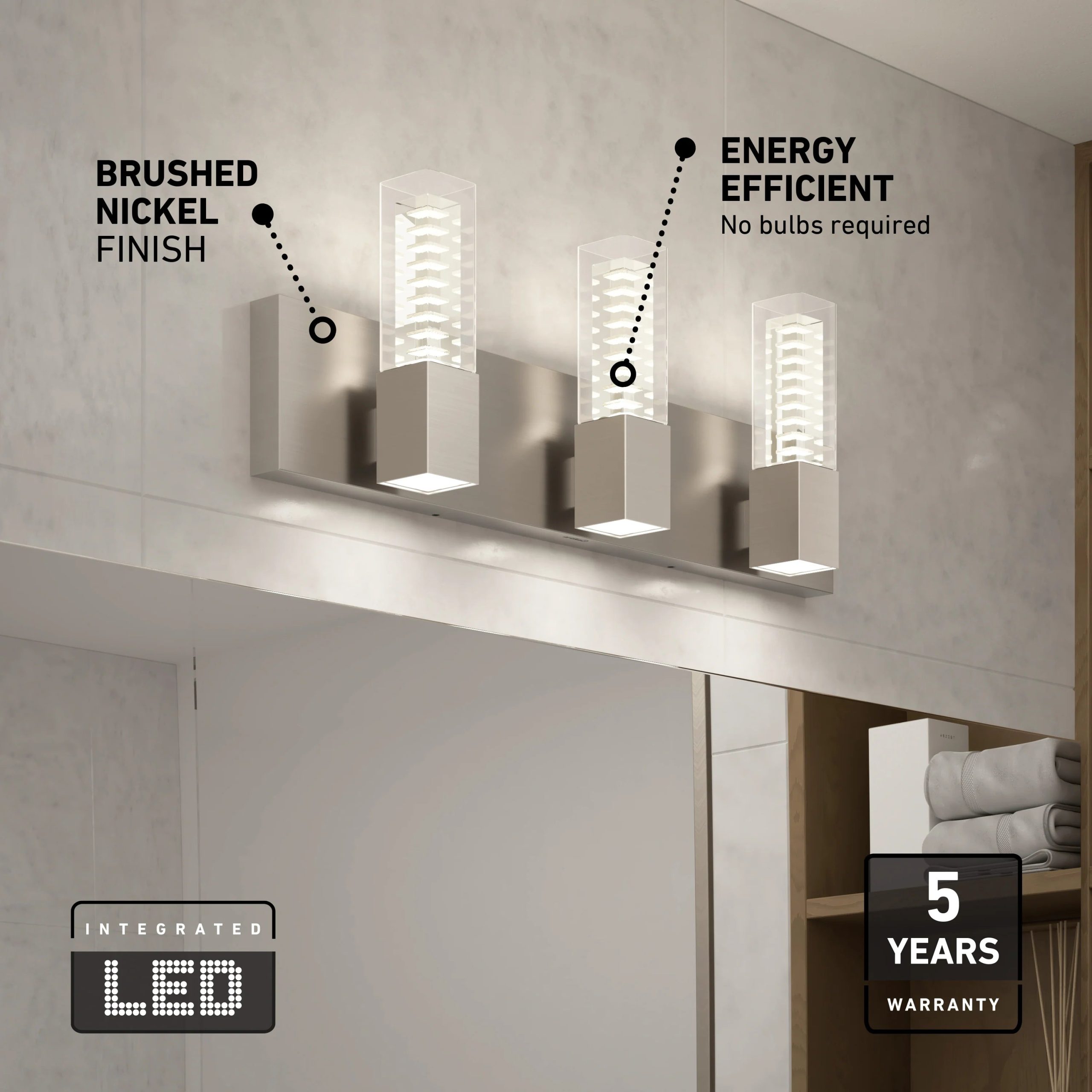 Artika Hologram 24-in (61 cm) 3-Light Modern LED 5-CCT Vanity Light for Bathroom - Image 11