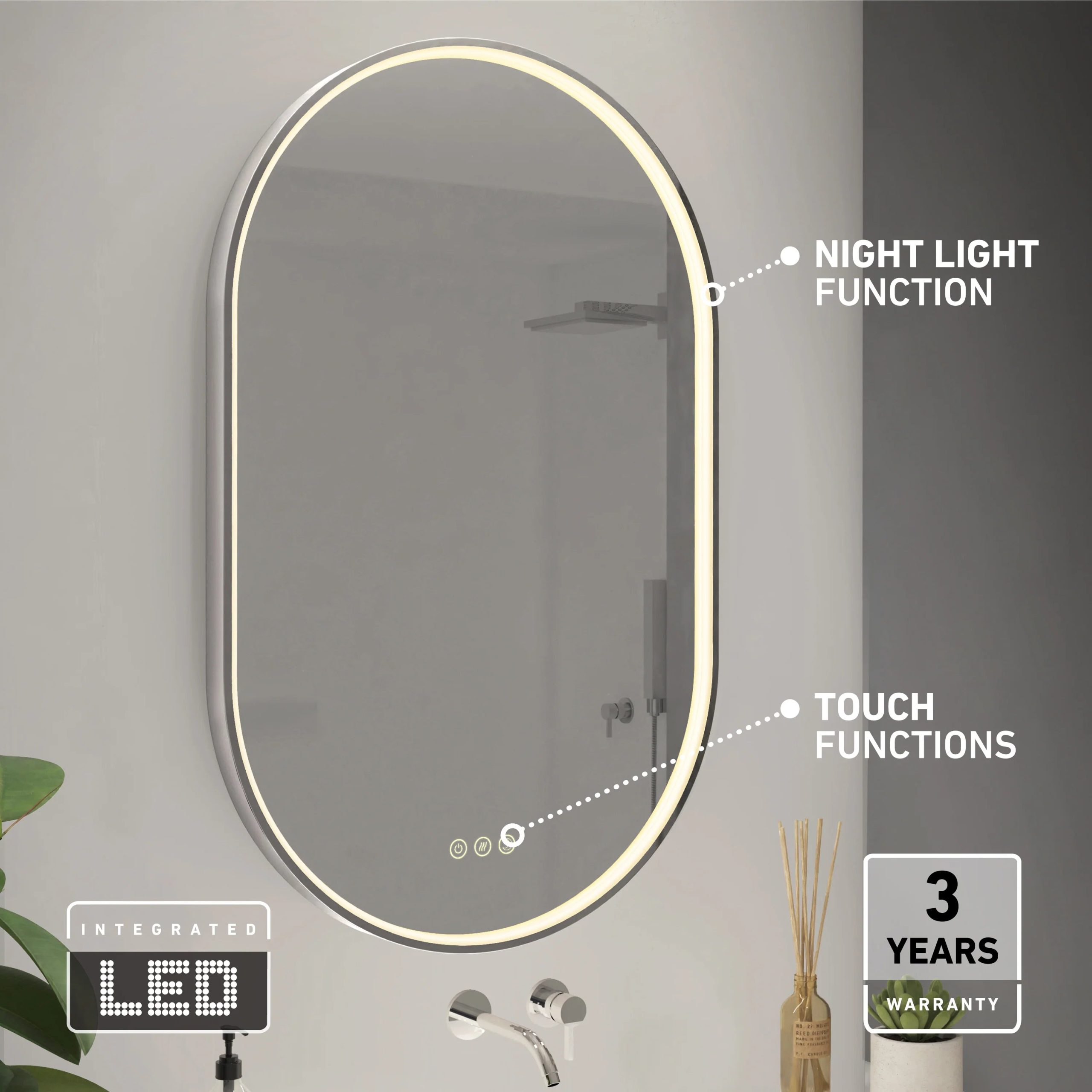 Artika Royce 20 in. x 32 in. (51 x 81 cm) 3 CCT Anti-Fog LED Bathroom Mirror - Image 4