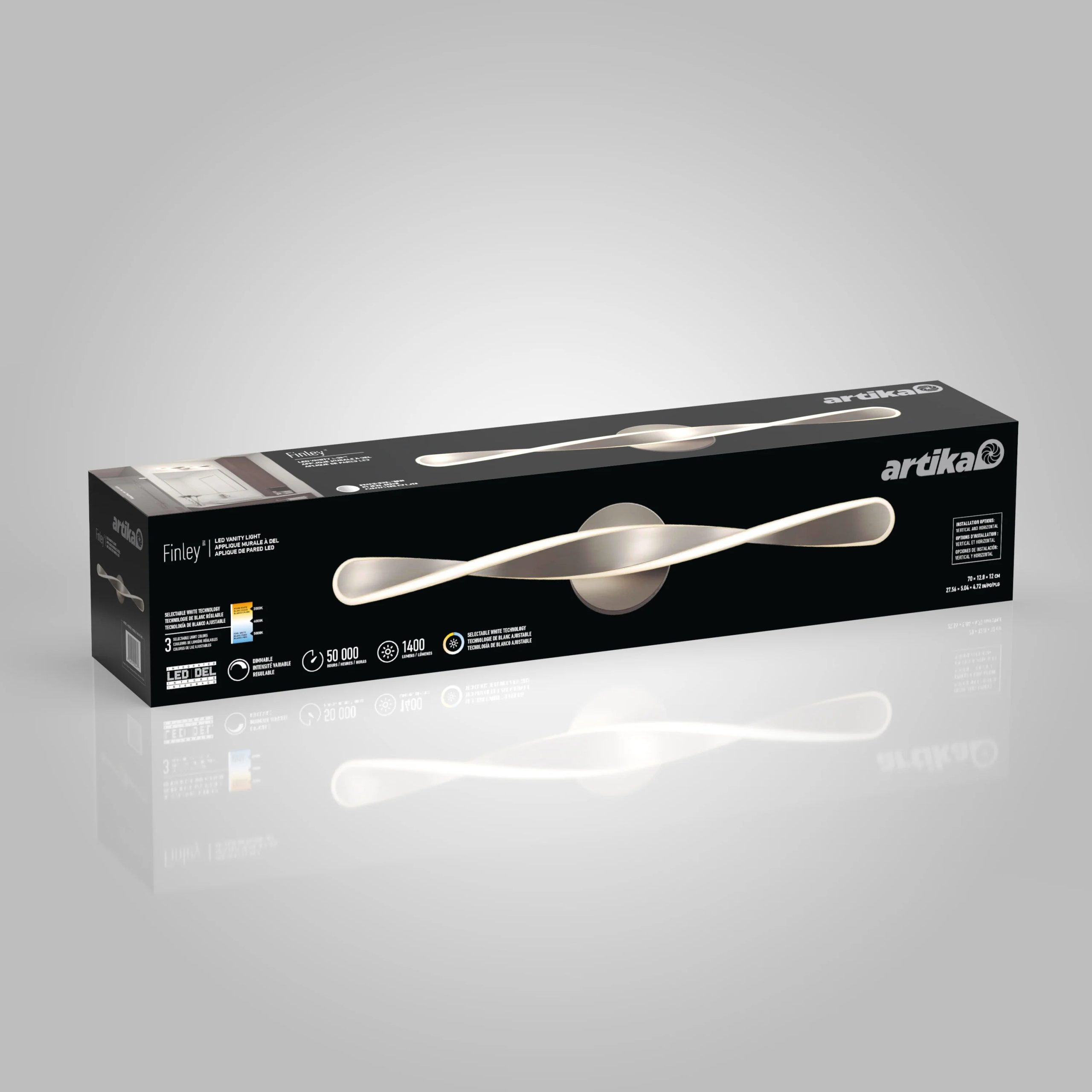 Artika Finley 28-in (70 cm) Integrated LED 3-CCT Vanity Light Bar for Bathroom - Image 28
