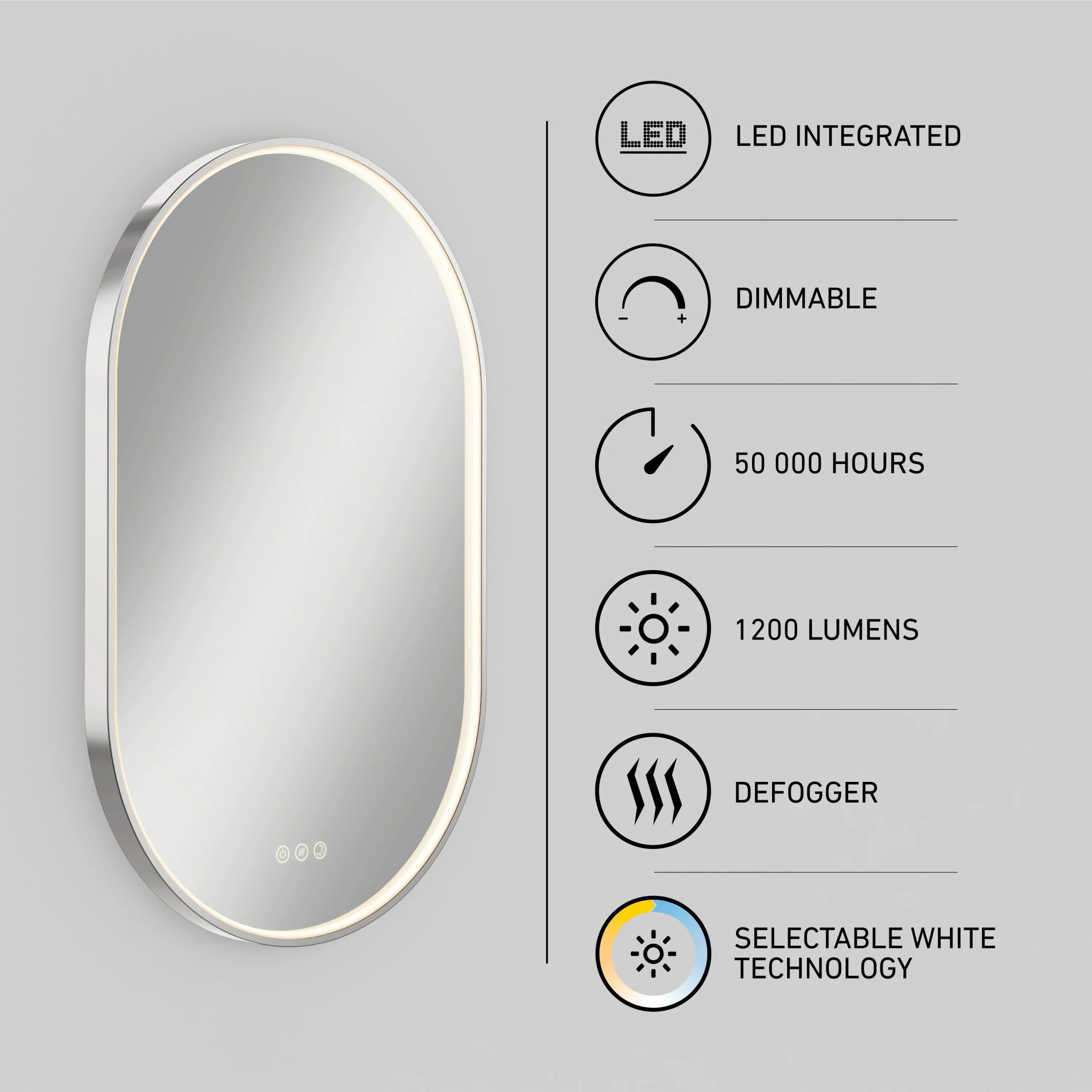 Artika Royce 20 in. x 32 in. (51 x 81 cm) 3 CCT Anti-Fog LED Bathroom Mirror - Image 3