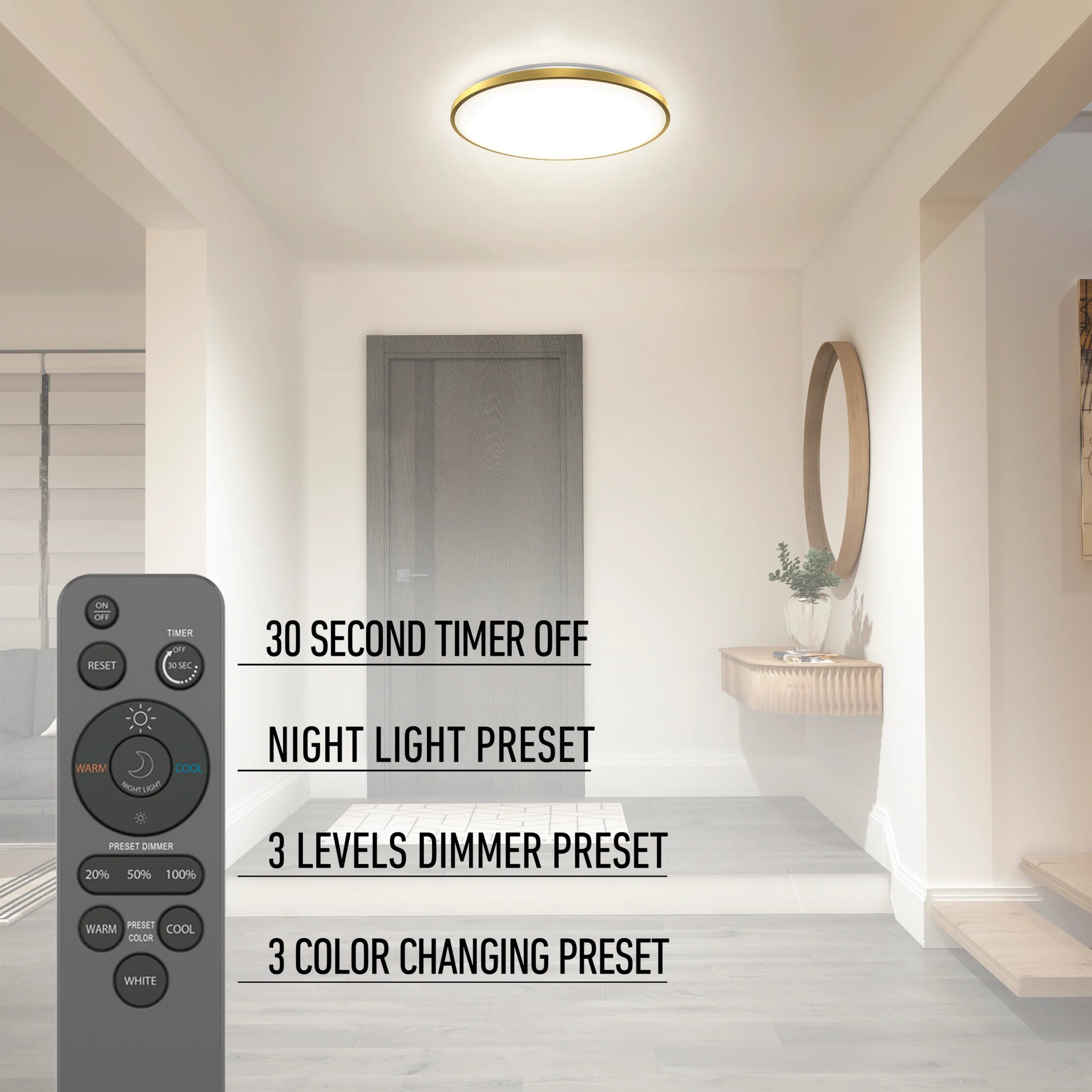 Artika Europa 21 in. (54 cm) Modern LED Flush Mount Ceiling Light - with remote - Image 39