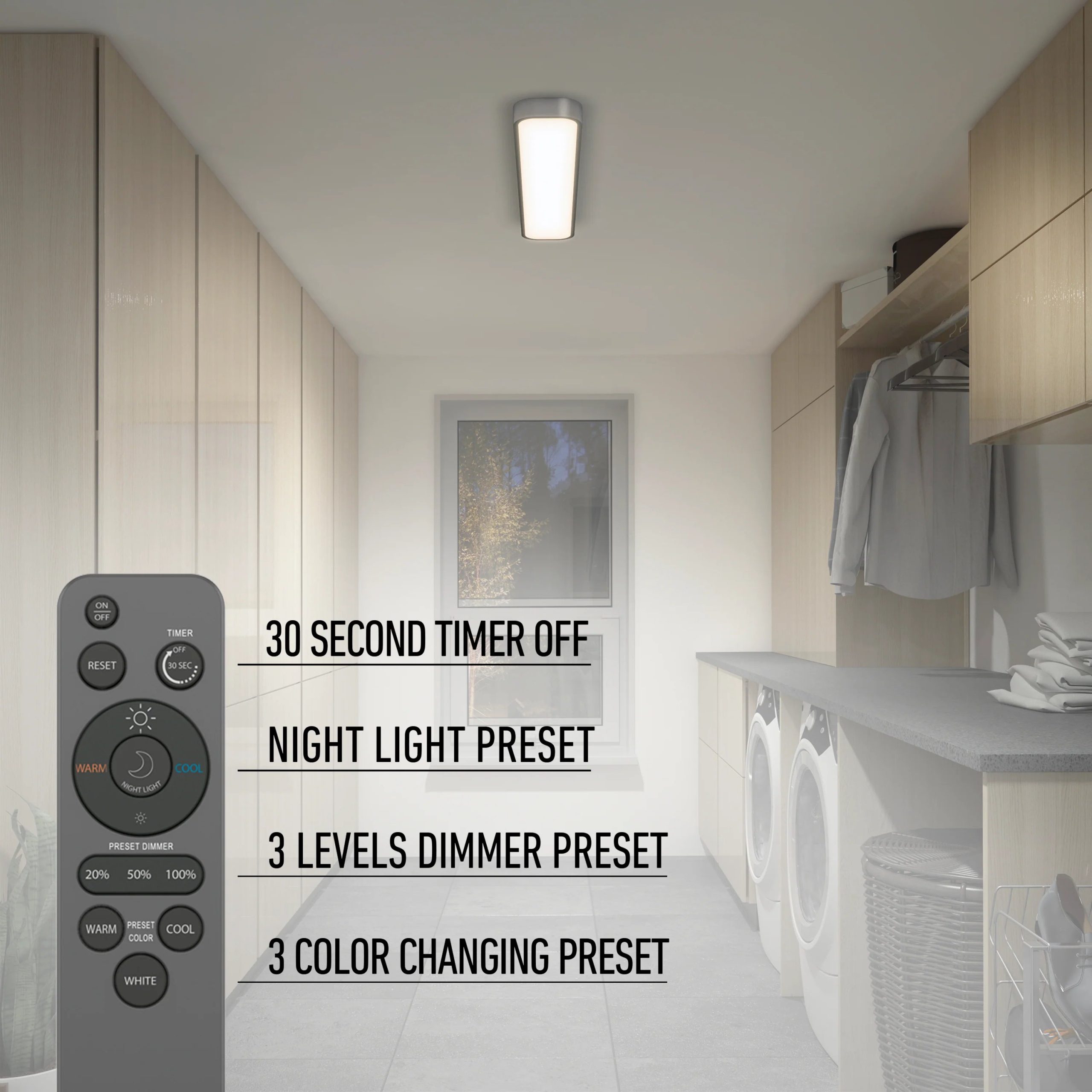 Artika Europa 36 in. x 6 in. (91 x 15 cm) Modern Flush Mount Ceiling Light - with remote - Image 9