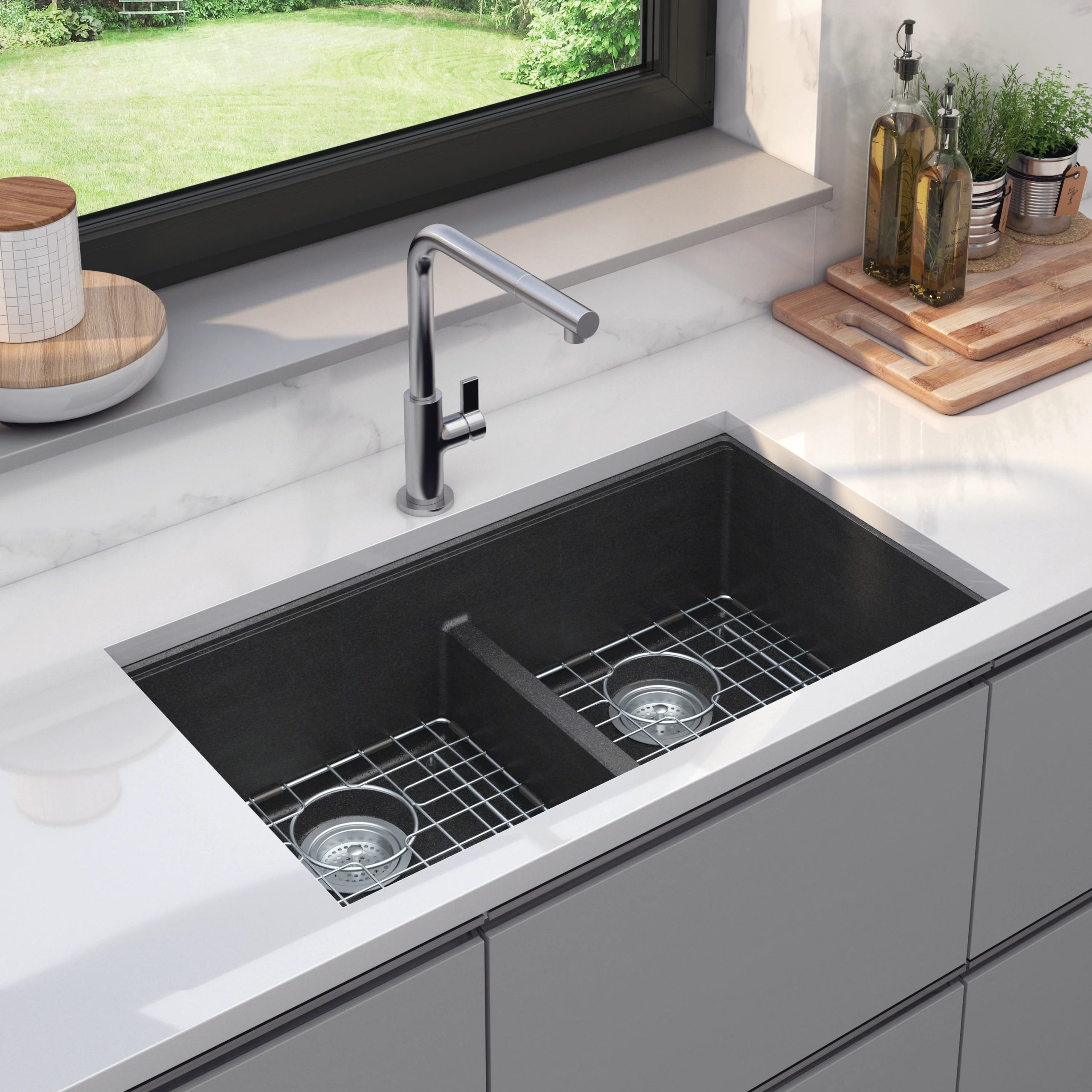 Artika Baycrest 33 in. (84 cm) Double Bowl Kitchen Sink Black - Image 3