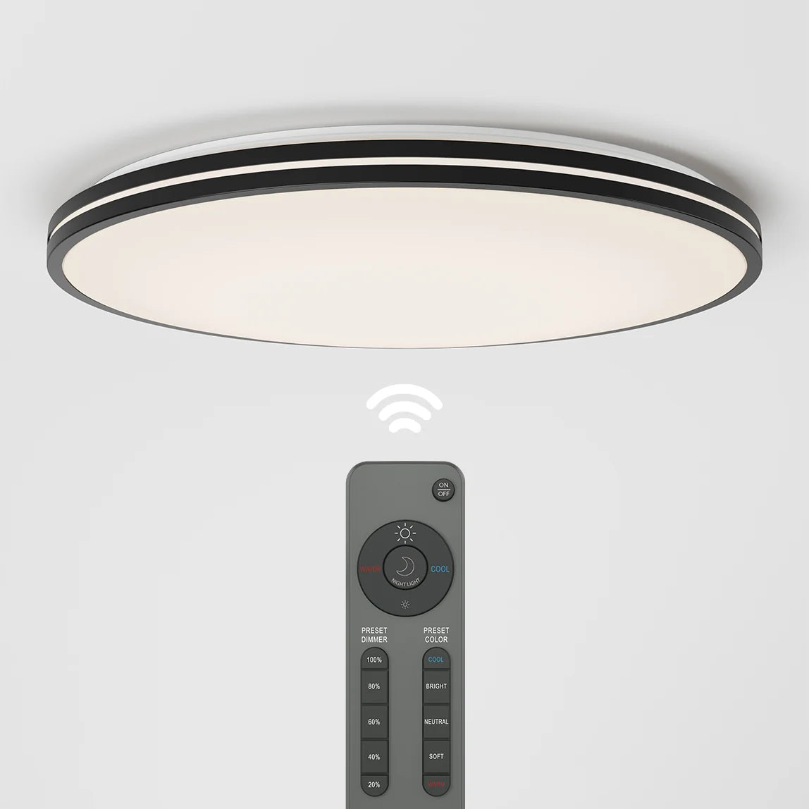 Artika Athos 21 in. (53 cm) Modern LED Flush Mount Ceiling Light - with remote - Image 7