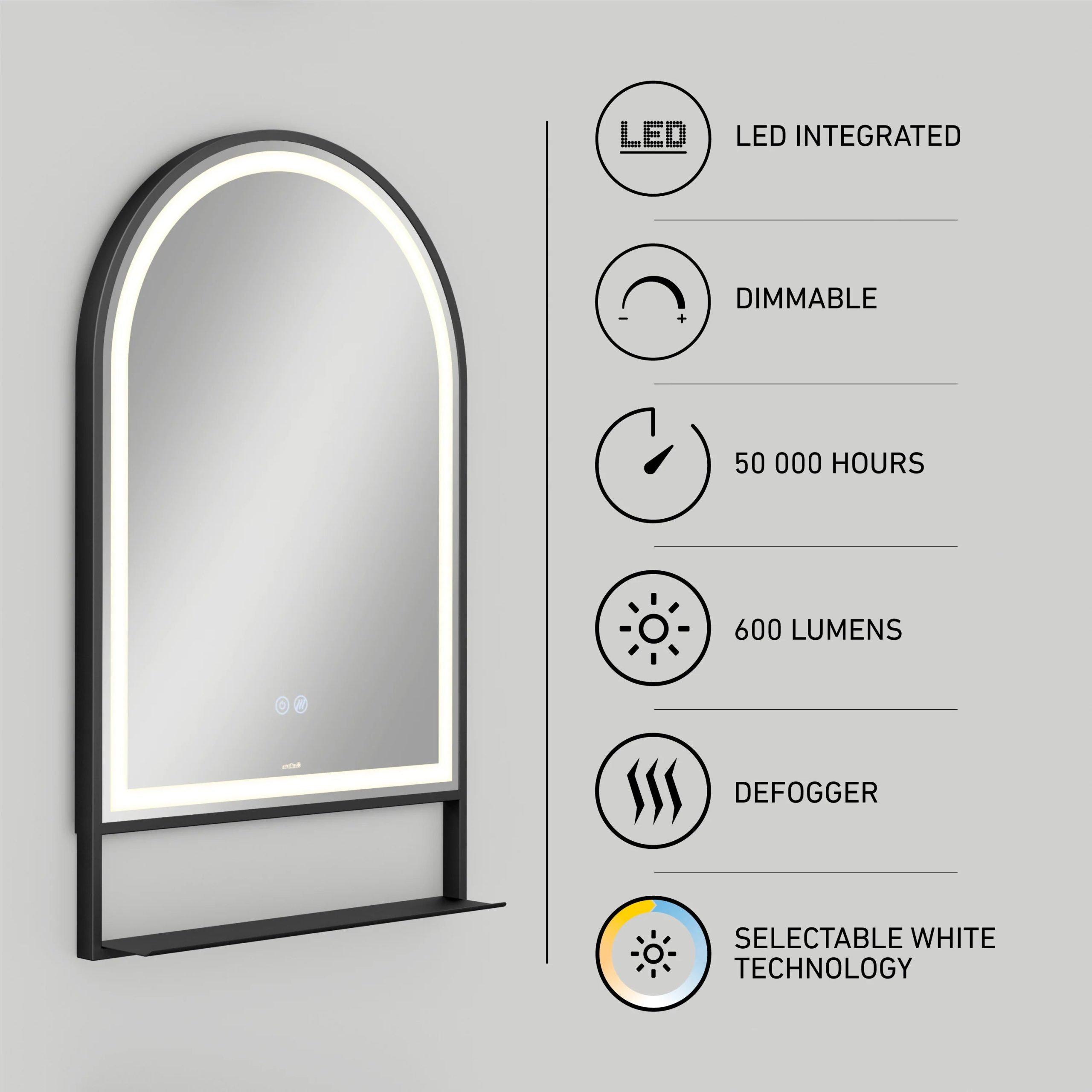 Artika Arturo 20 in. x 32 in. LED mirror 3 CCT with defogger - Image 7
