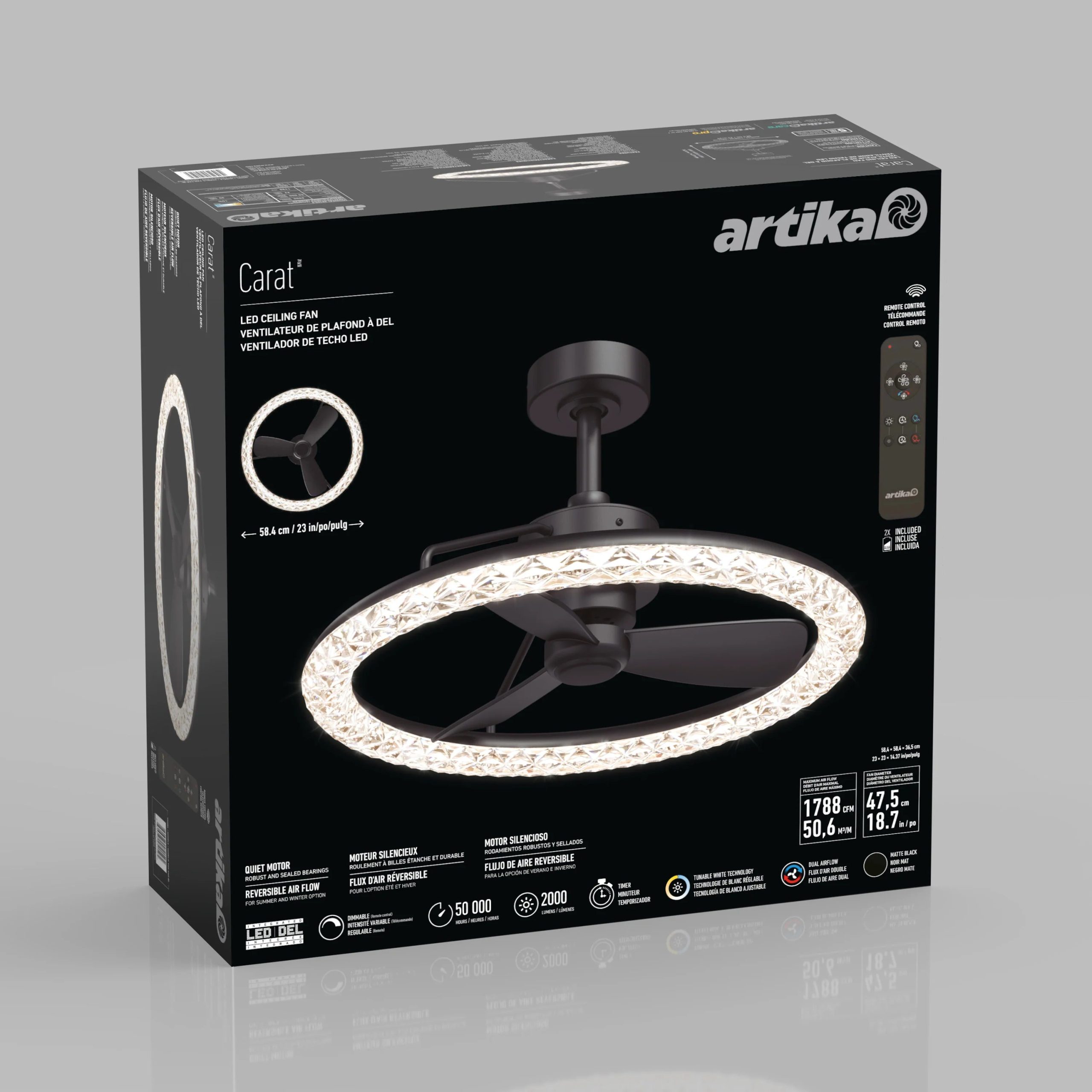 Artika Carat 23 in. (58 cm) LED modern fandelier ceiling fan with light - includes remote - Image 11