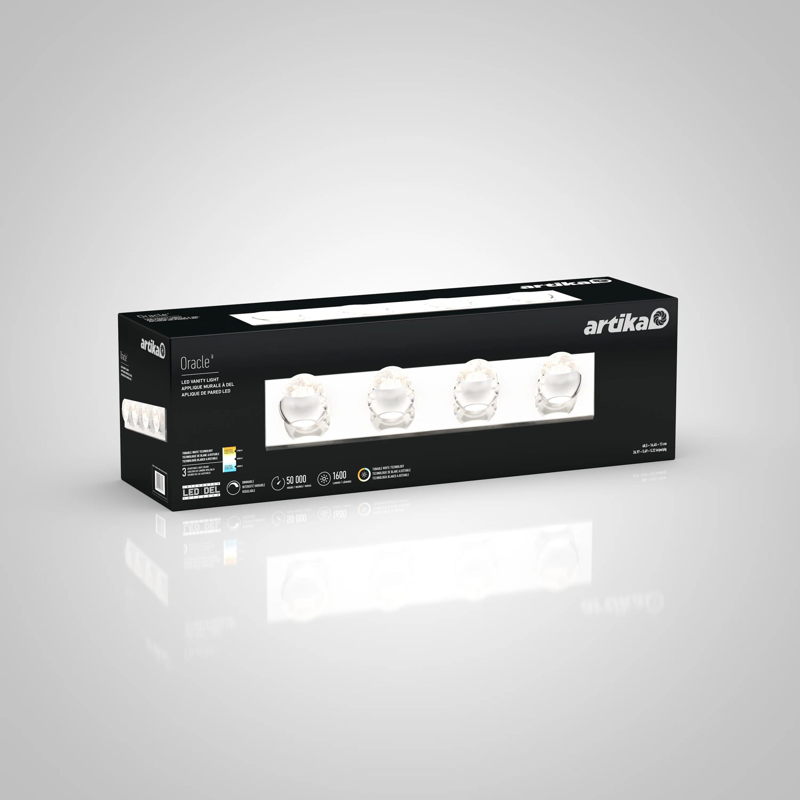 Artika Oracle 27-in (69 cm) 4-Light Modern LED Vanity Light for Bathroom - Image 7