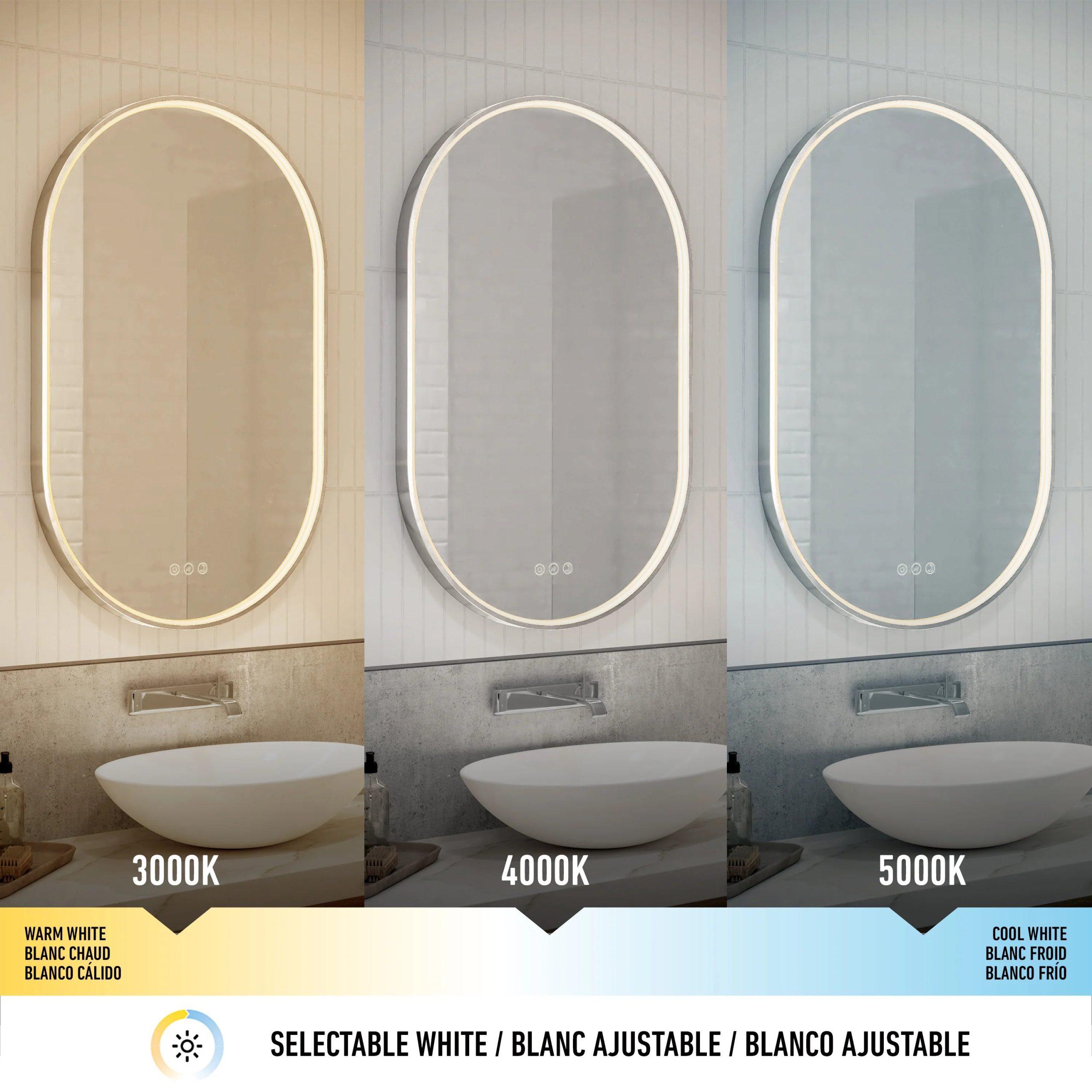 Artika Royce 20 in. x 32 in. (51 x 81 cm) 3 CCT Anti-Fog LED Bathroom Mirror - Image 5