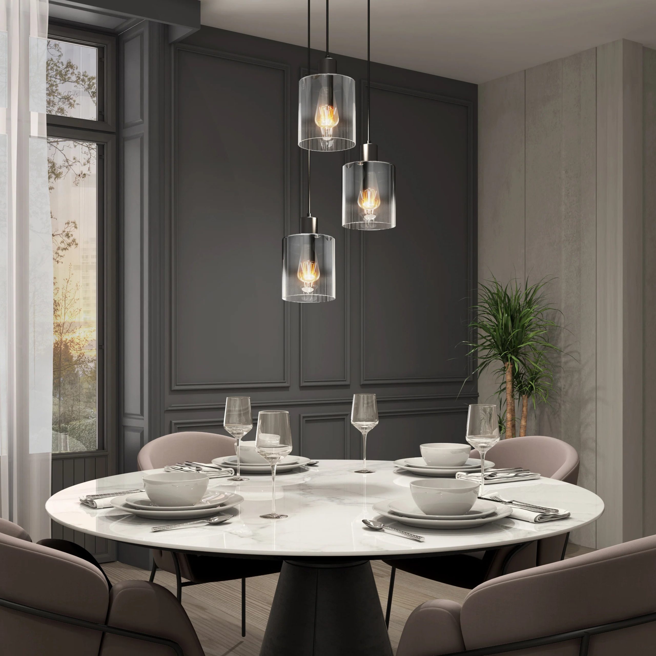 Artika Haze moderns 3-light pendant light glass - Image 9