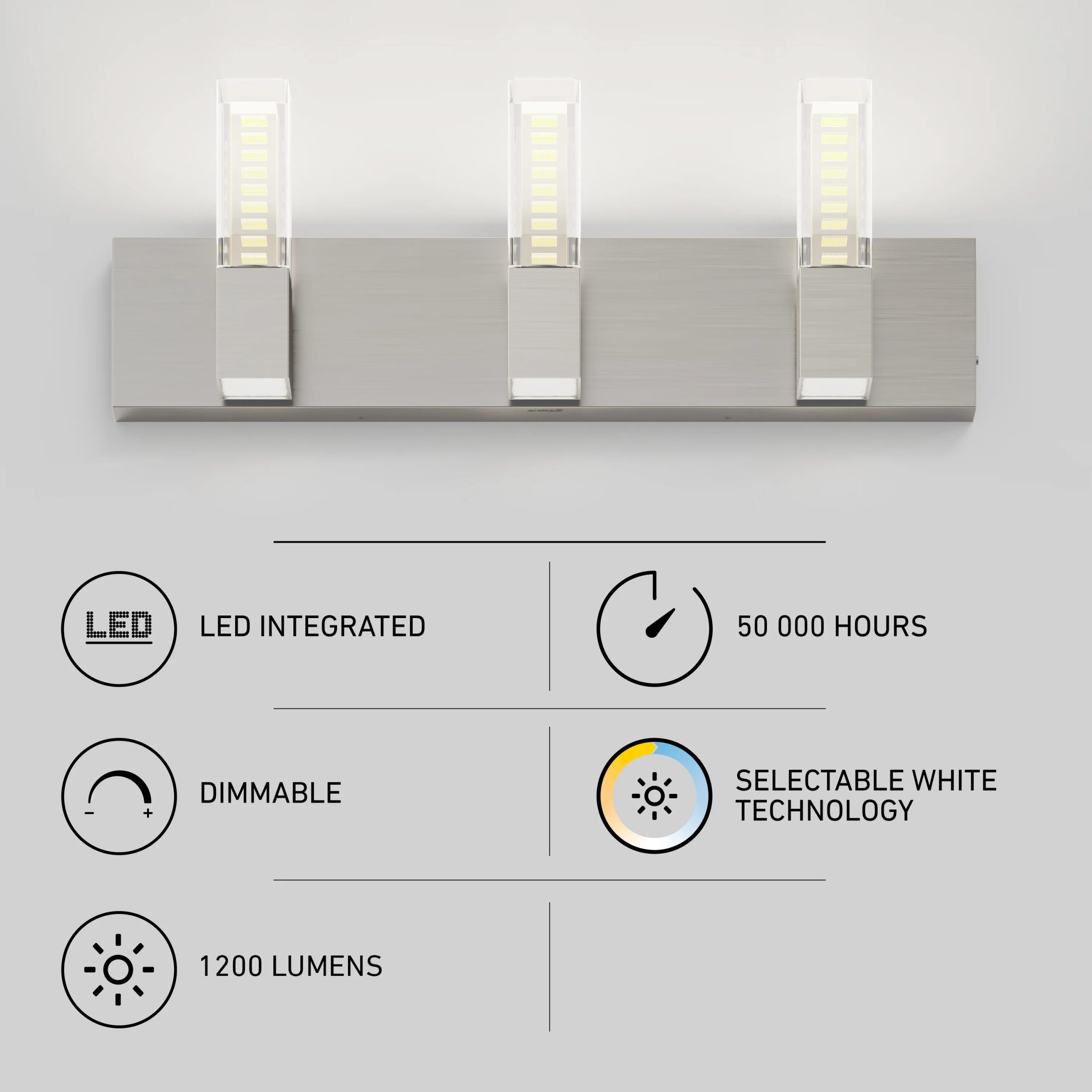 Artika Hologram 24-in (61 cm) 3-Light Modern LED 5-CCT Vanity Light for Bathroom - Image 12