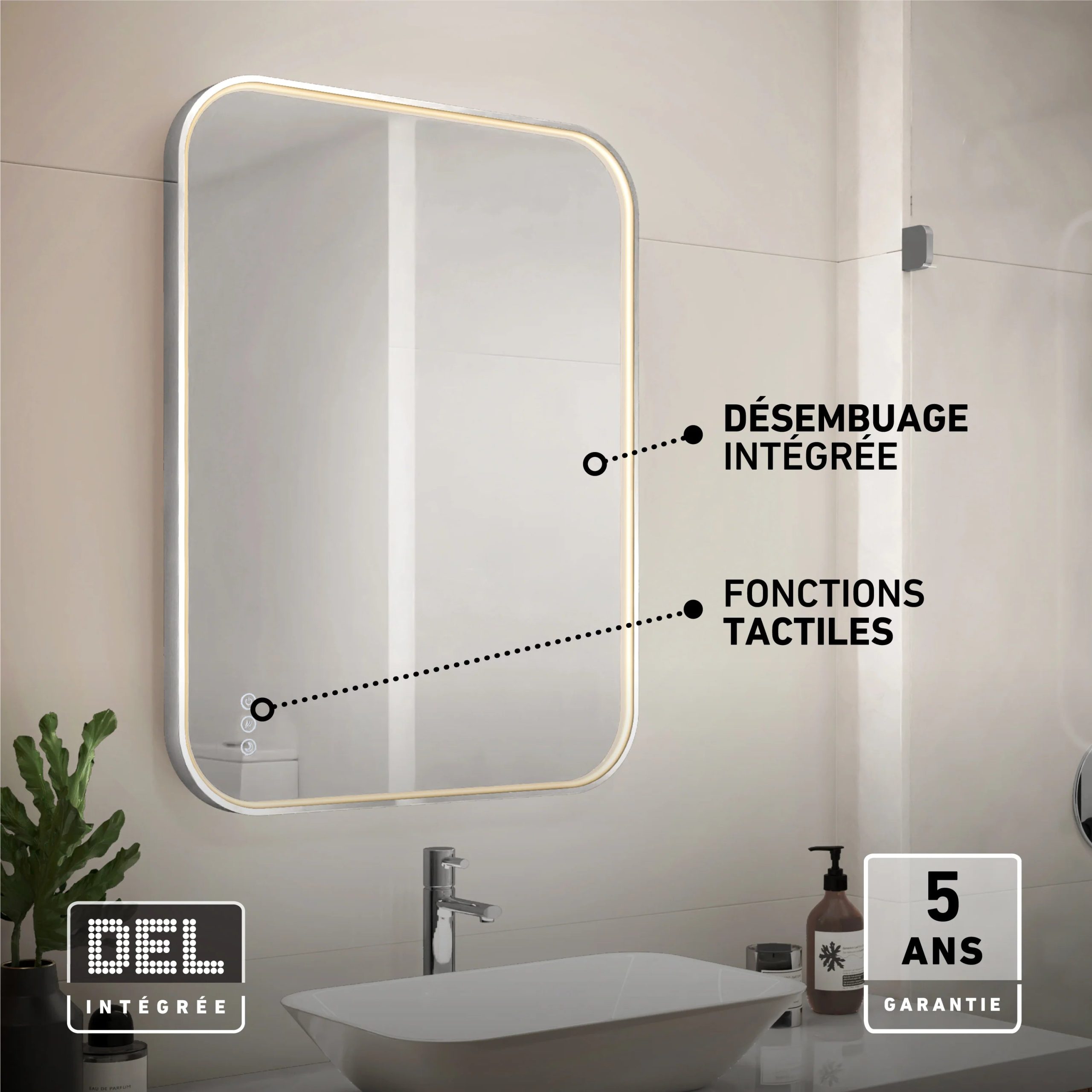 Artika Royce 24 in. x 32 in. (61 x 81 cm) Dimmable Anti-Fog LED Mirror - Image 57