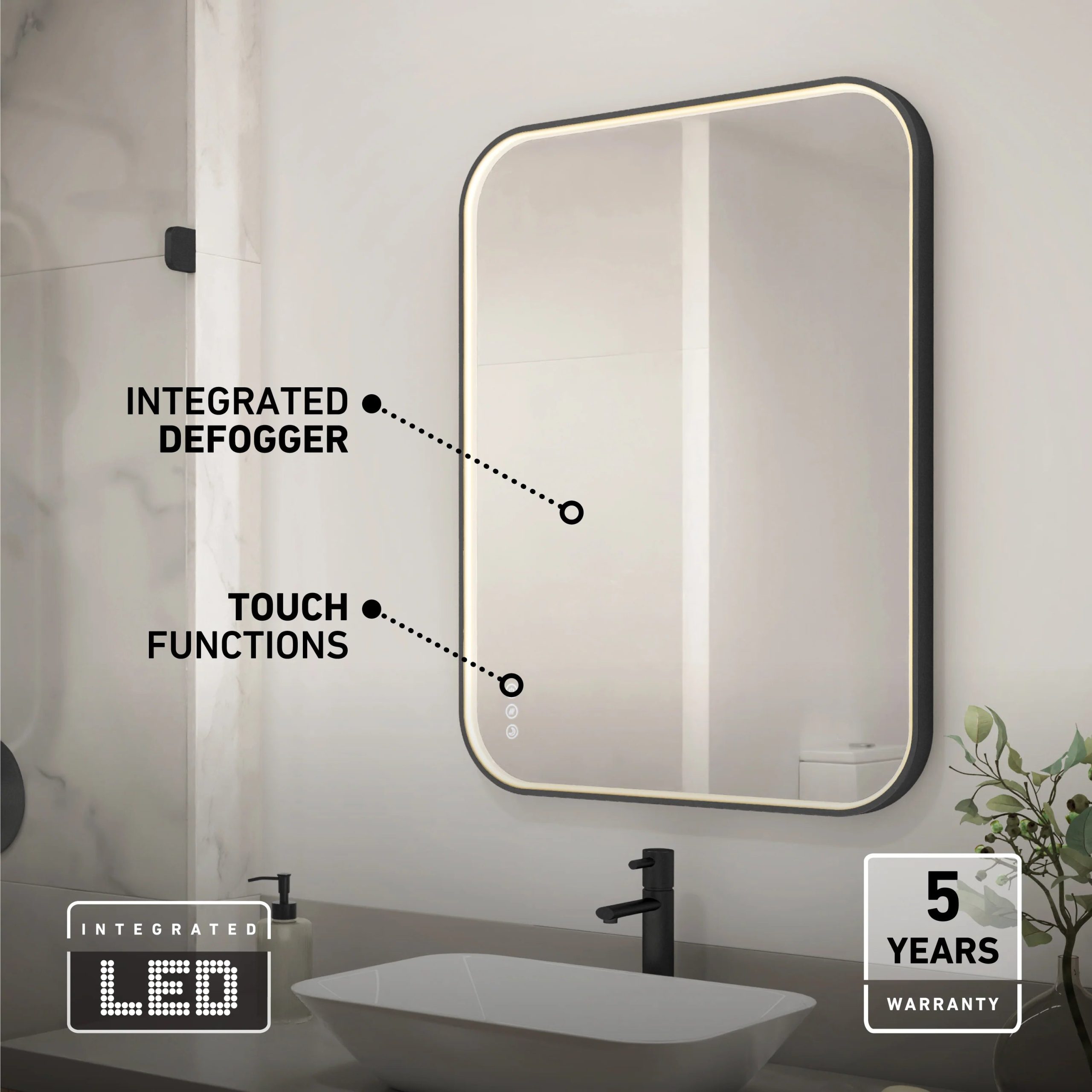 Artika Royce 24 in. x 32 in. (61 x 81 cm) Dimmable Anti-Fog LED Mirror - Image 34