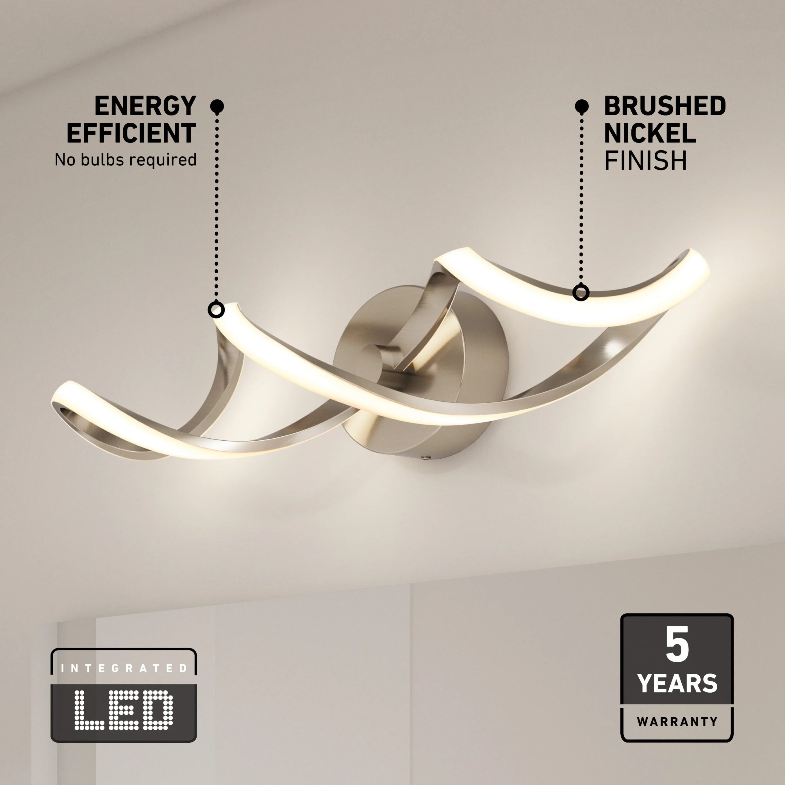 Artika Swirl 27-in (68 cm) 3-Light Modern LED Vanity Light for Bathroom - Image 3
