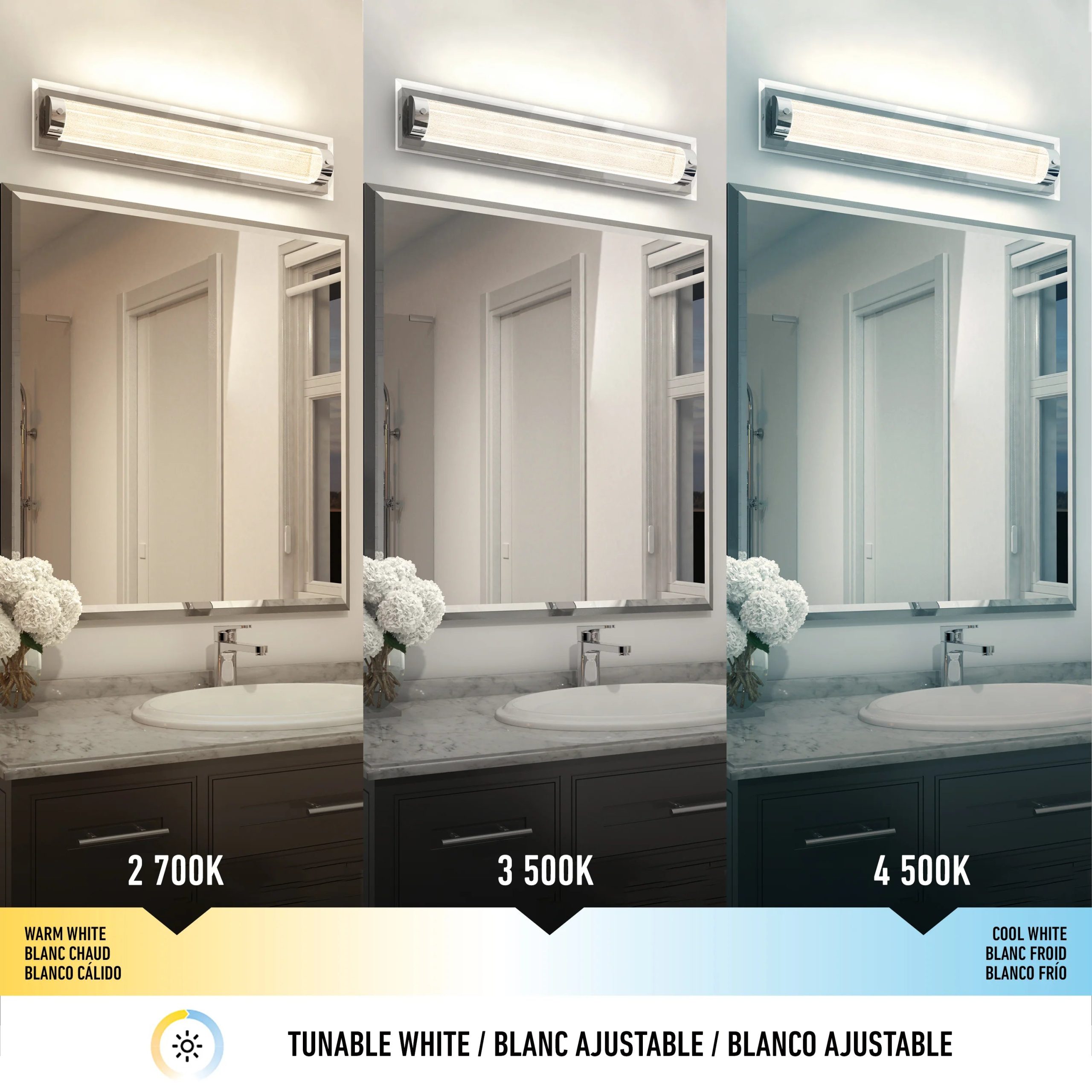 Artika Glamour 27-in (69 cm) Integrated LED 3-CCT Vanity Light Bar for Bathroom - Image 15
