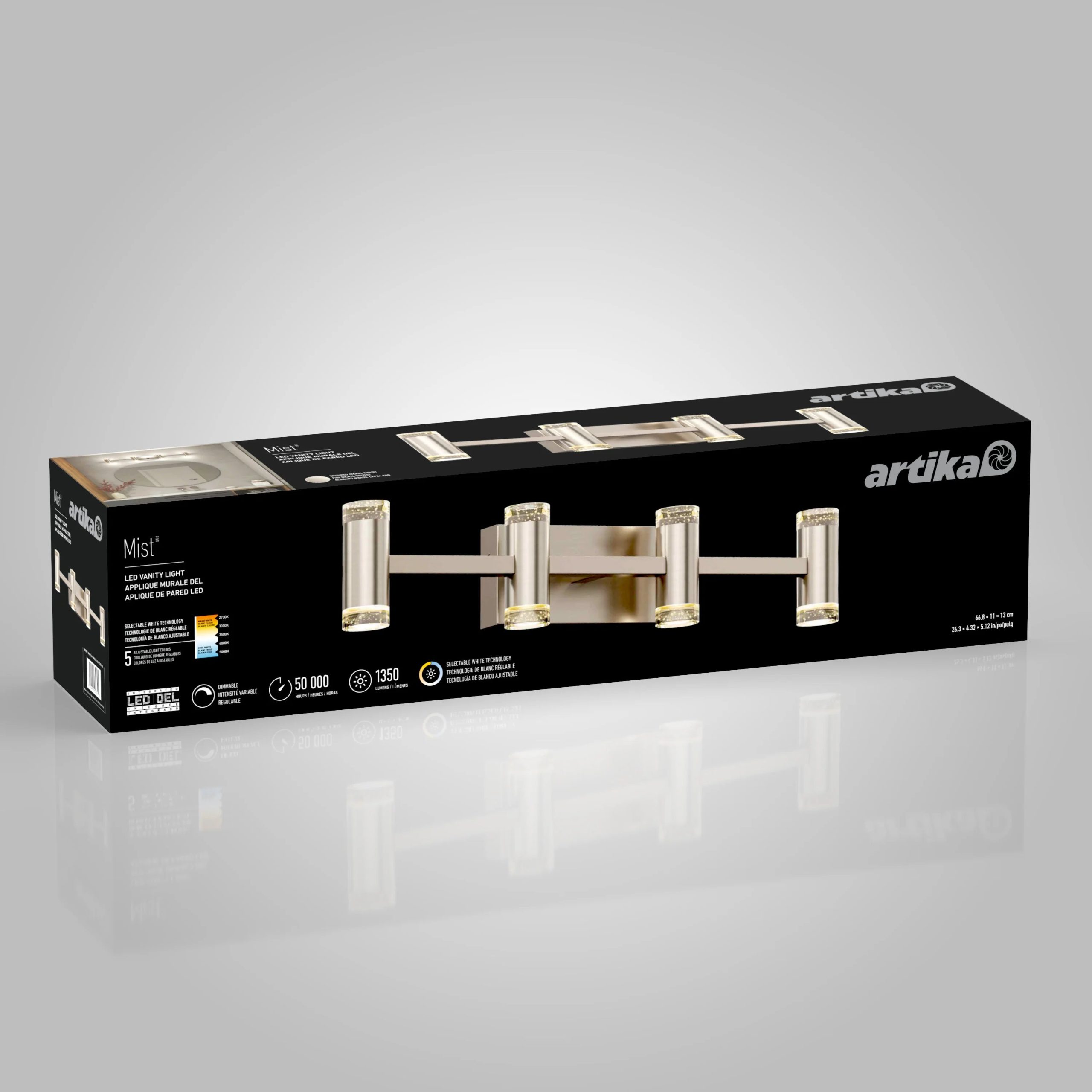 Artika Mist 27-in (67 cm) Integrated LED 5-CCT Vanity Light Bar for Bathroom - Image 30
